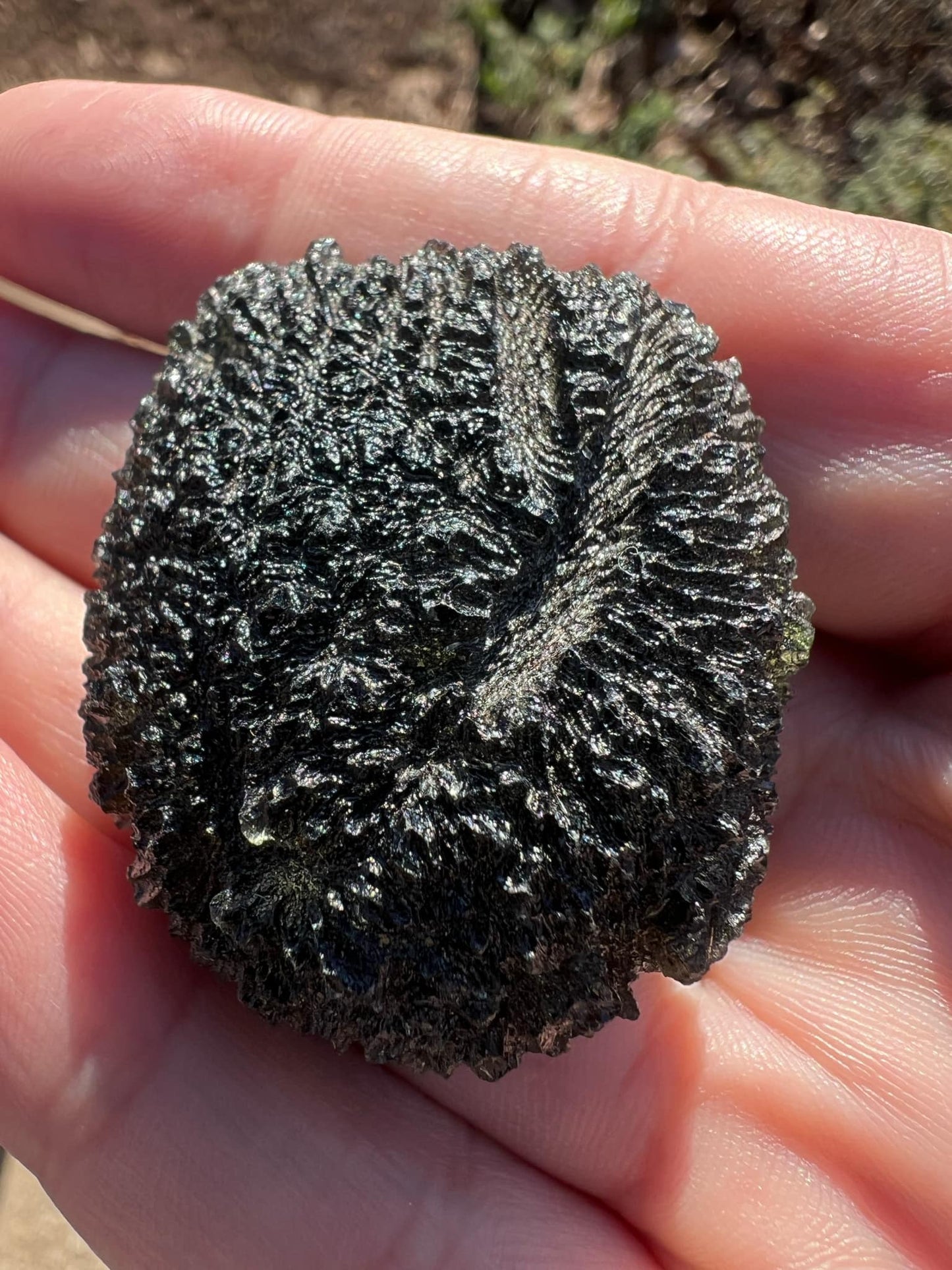 35 g Moldavite Chlum half drop shape beautiful texture.
