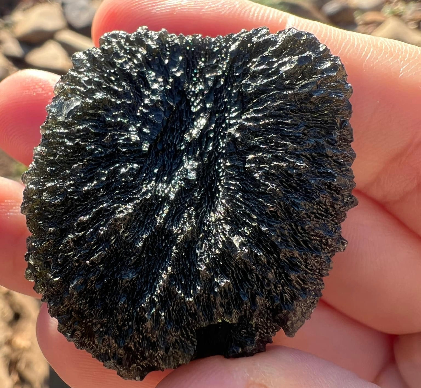 35 g Moldavite Chlum half drop shape beautiful texture.