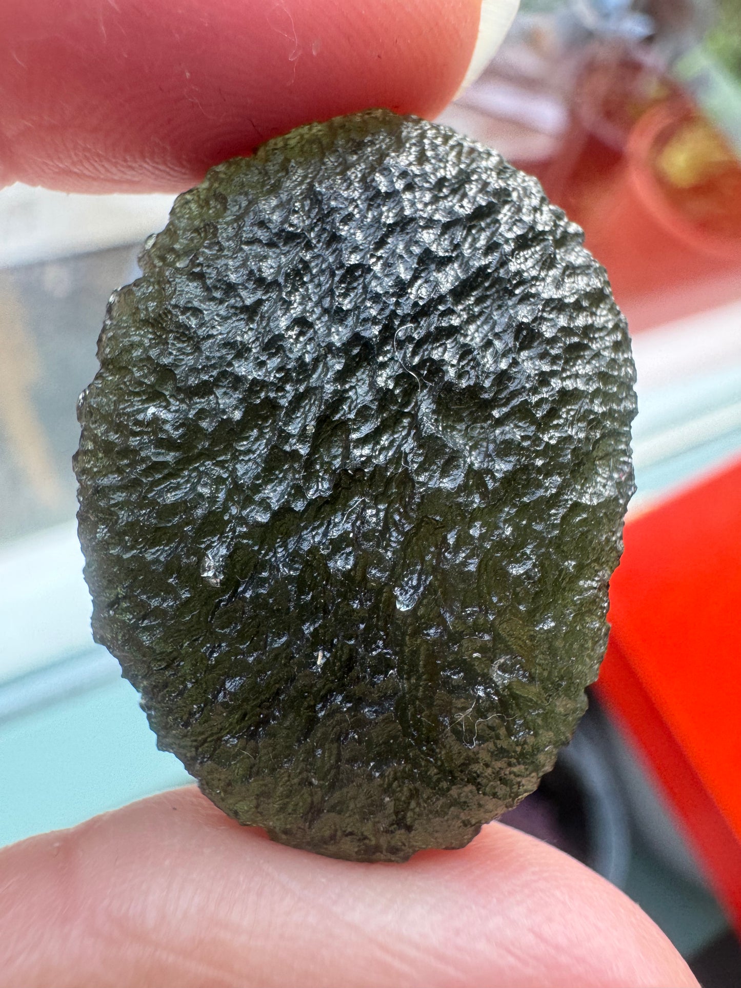 Marouskov-Pol-Moldavit, 10,41 g, schöne EEG-Form.