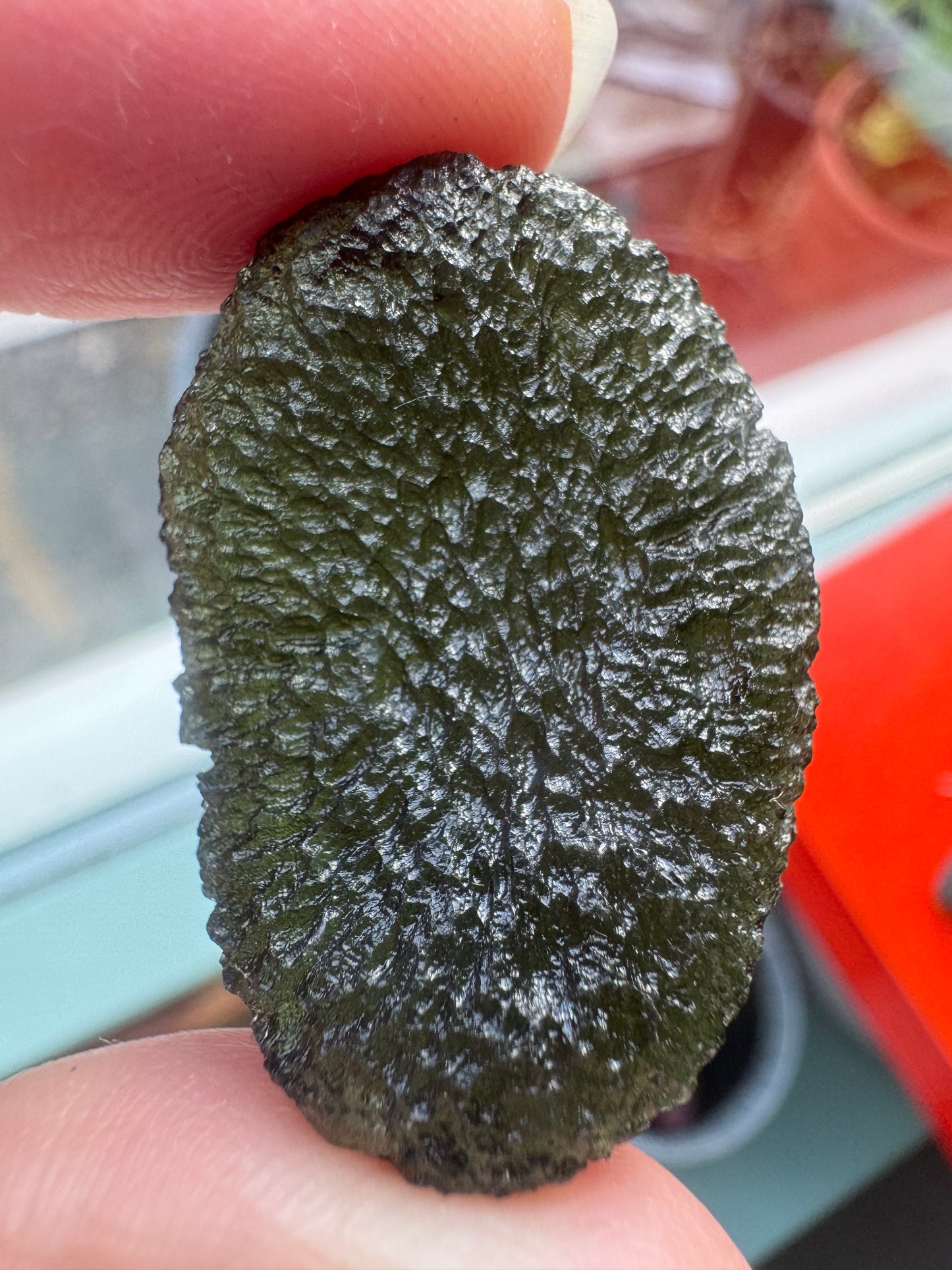 Marouskov-Pol-Moldavit, 10,41 g, schöne EEG-Form.