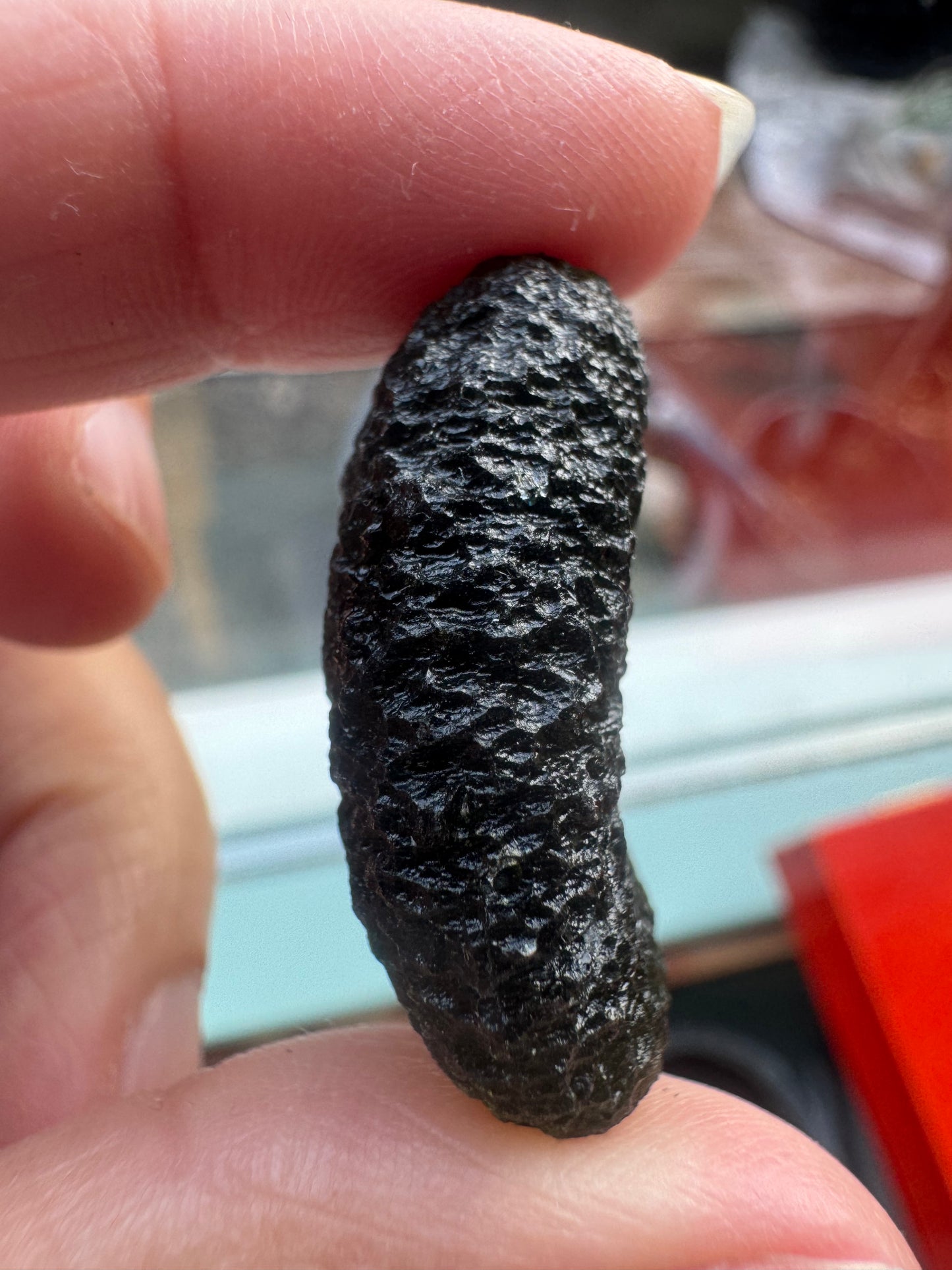 Marouskov-Pol-Moldavit, 10,41 g, schöne EEG-Form.