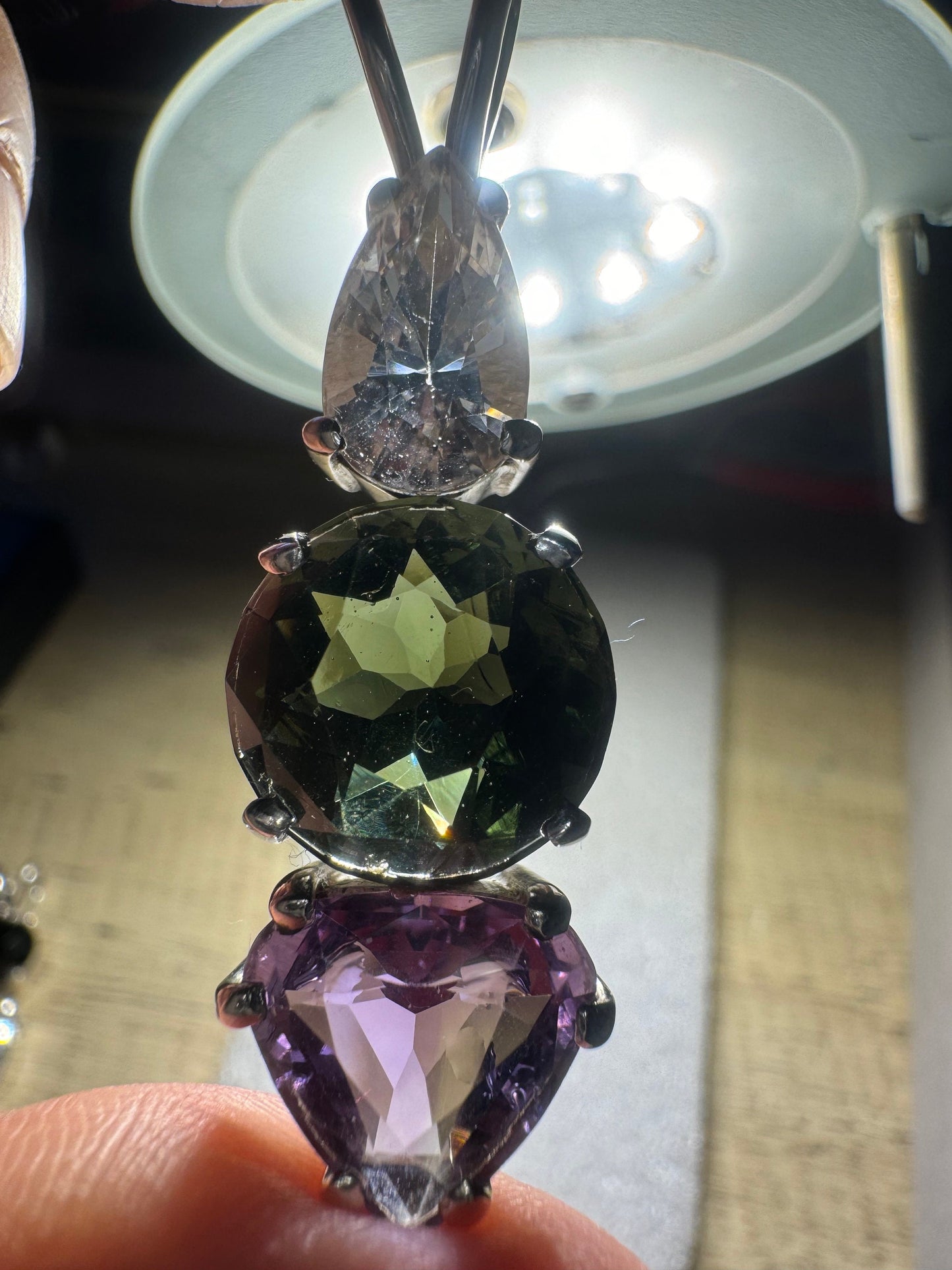 Moldavite & Gemstone 925 Silver Pendant