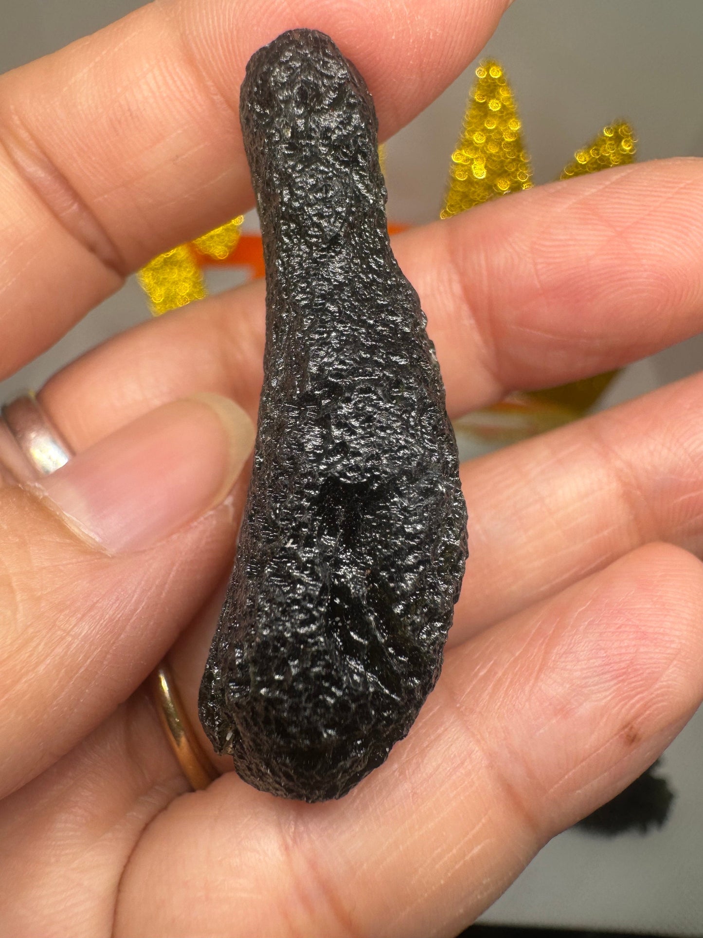Palillo de tambor de moldavita Chlum de 15,78 g, calidad AAA, sin daños