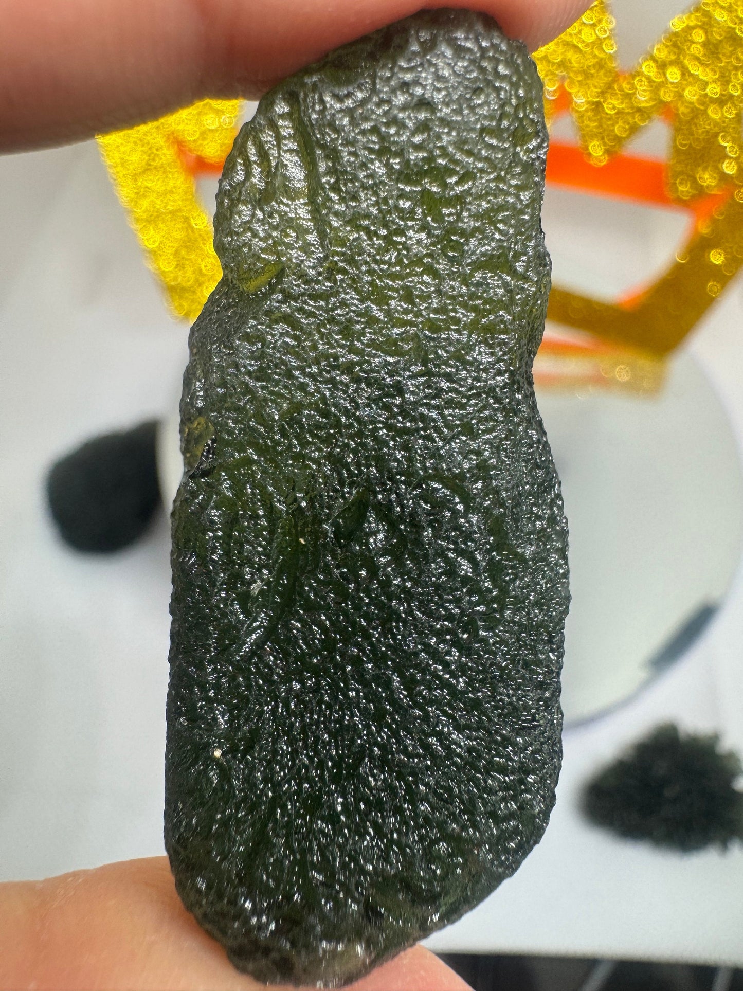 Palillo de tambor de moldavita Chlum de 15,78 g, calidad AAA, sin daños