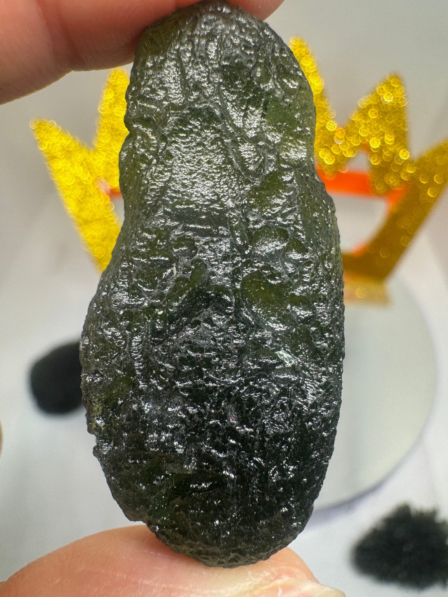 Palillo de tambor de moldavita Chlum de 15,78 g, calidad AAA, sin daños