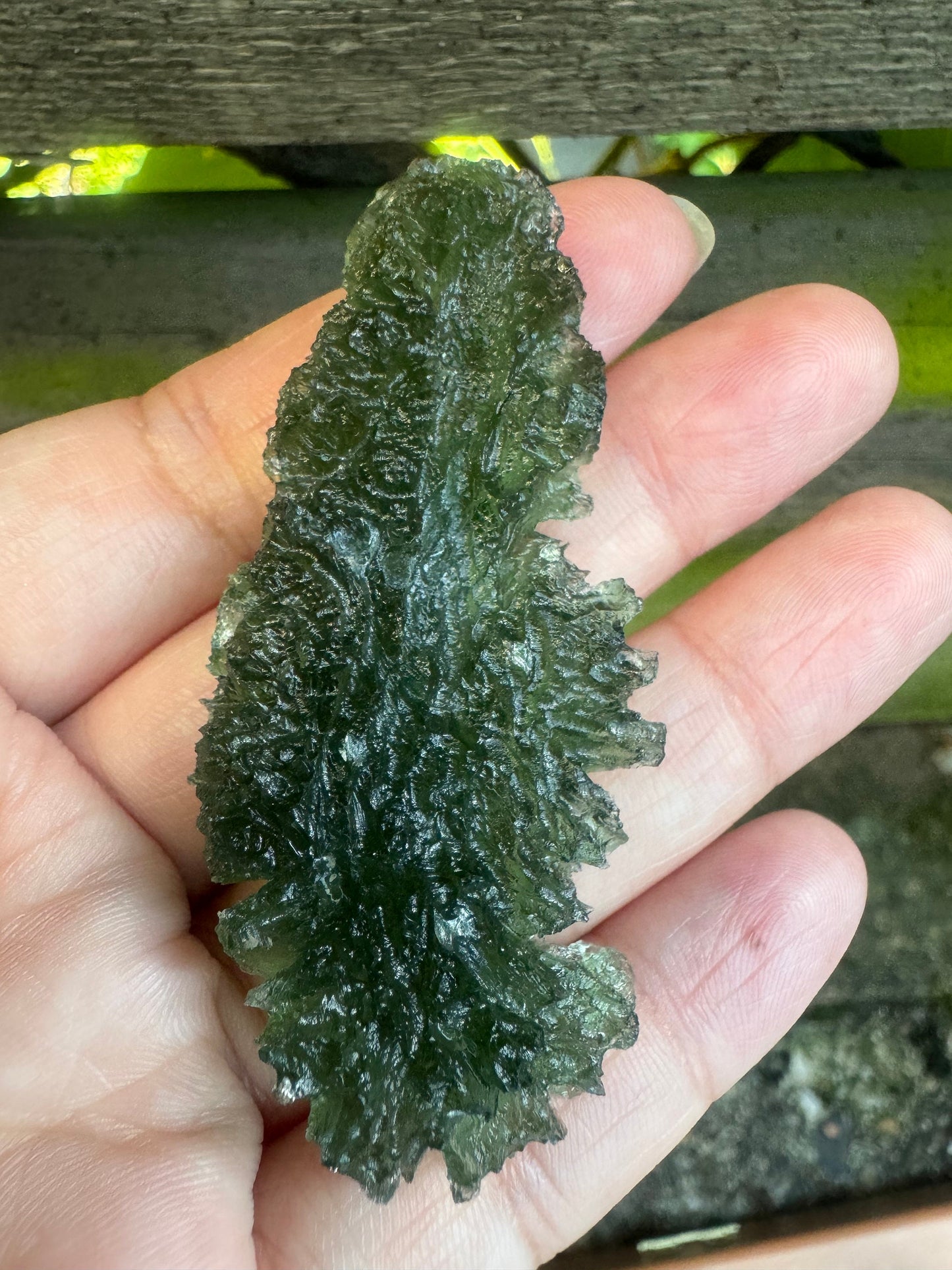 Besednice Jezkovna hedgehog texture 16.85g leaf shape rare location.A lot of rainbow apple green angel chime