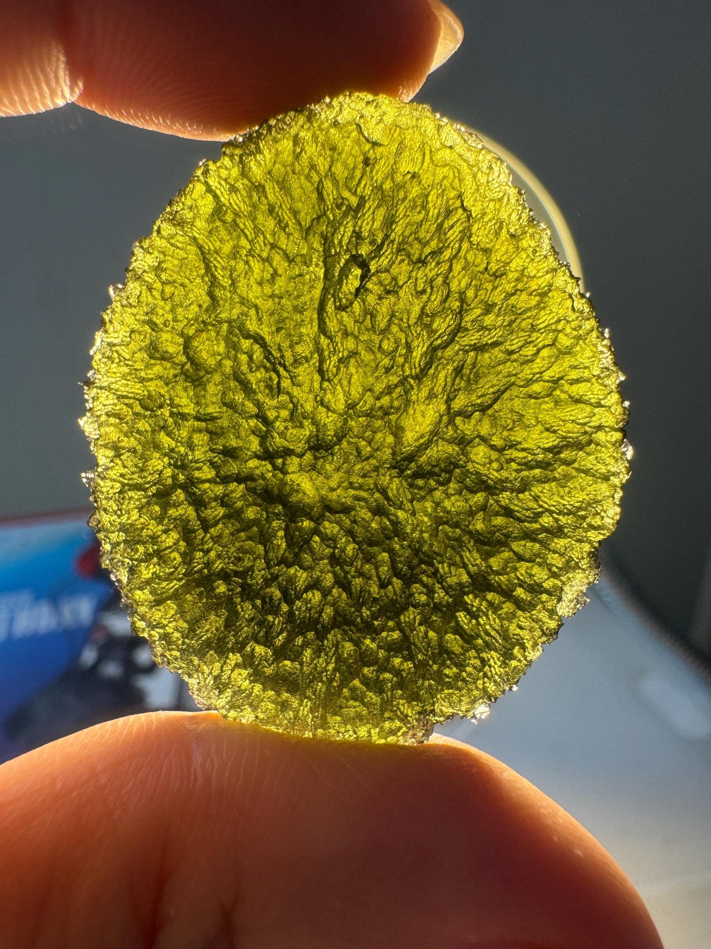 Moldavite Velky Chlum perfect condition beautiful texture self standing