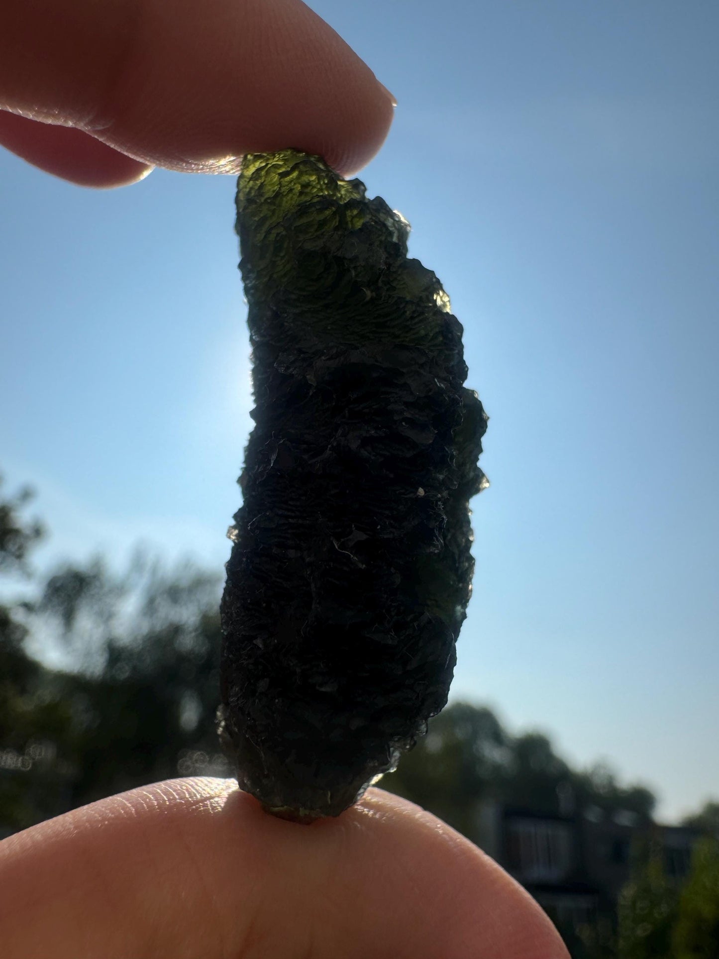 Collector Moldavite Specimen: Nesmen Les, Deep Texture (27.88g)