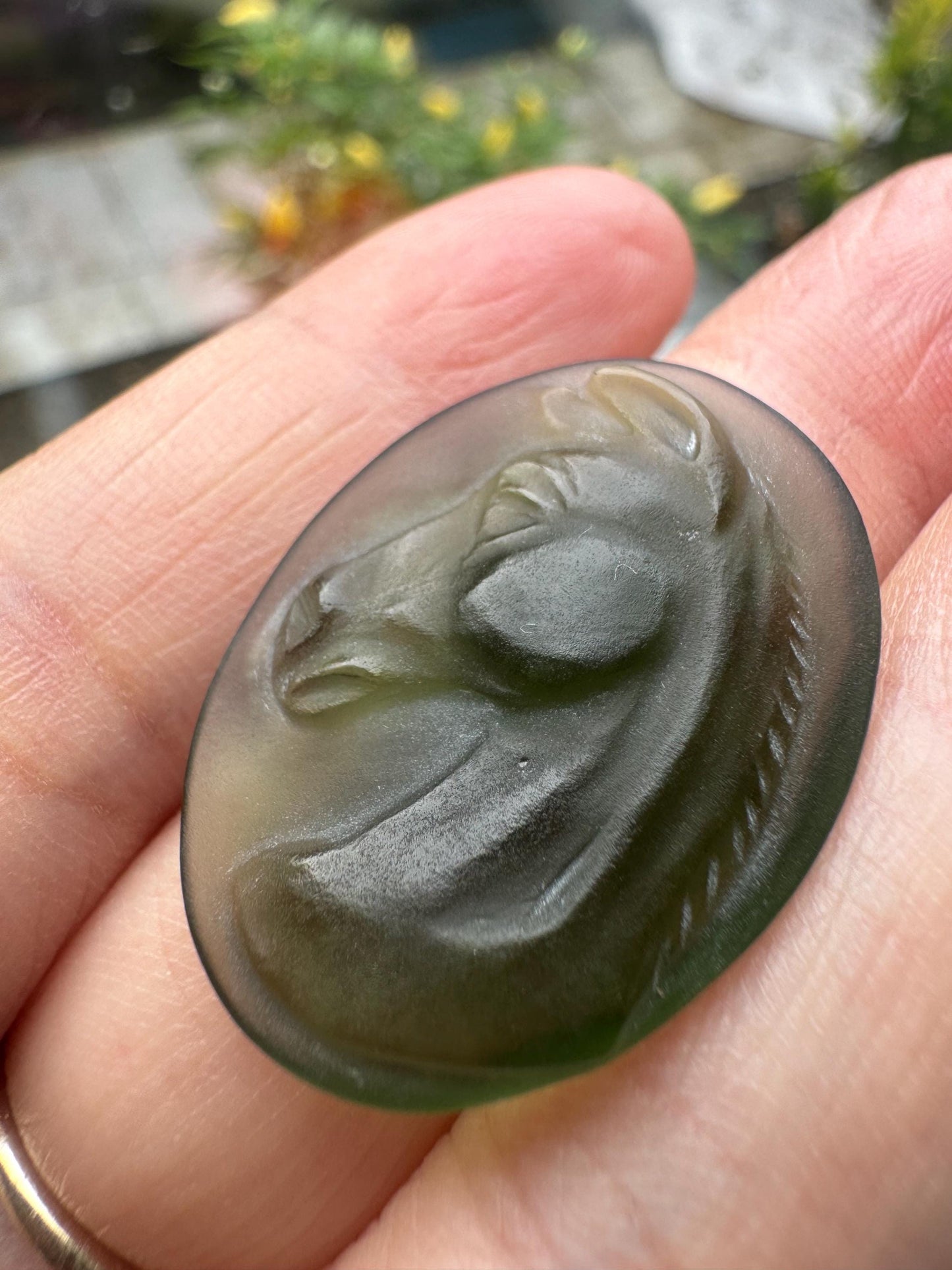 moldavite horse carving 4g