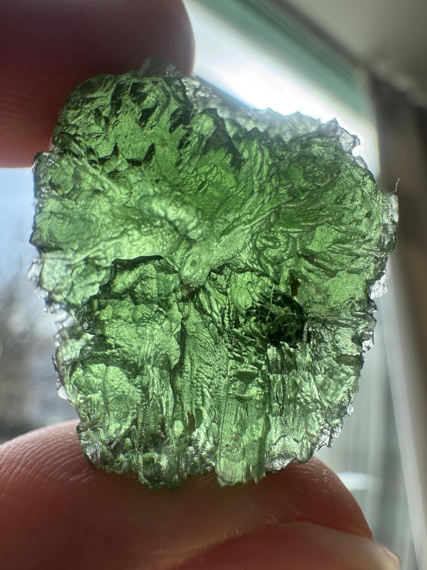 9.33g Authentic Moldavite Crystal, Chrastany Czech Republic poison green