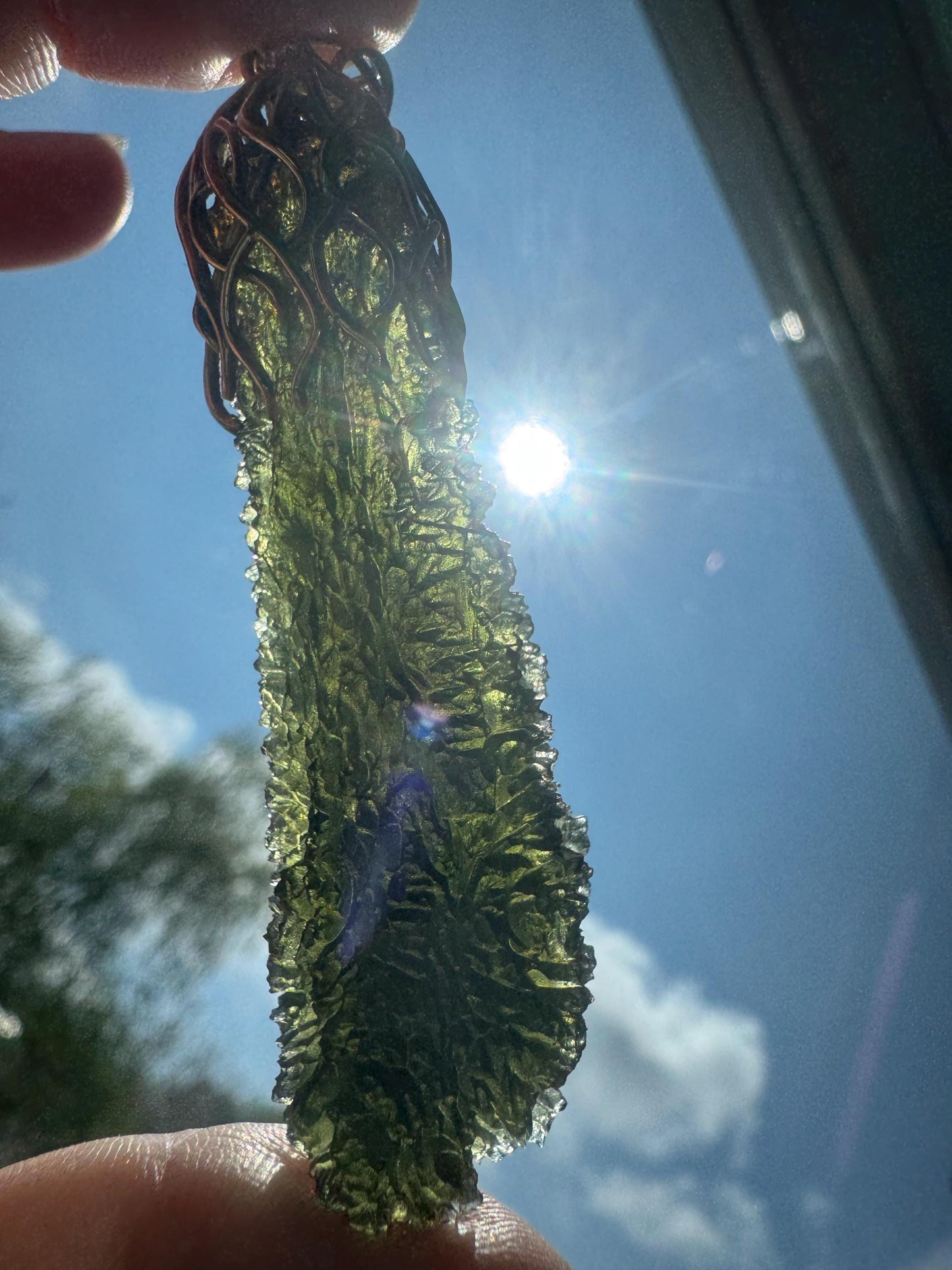 Museum Grade Moldavite Pendant: 18k Gold Drop, Super Rare 18.53g