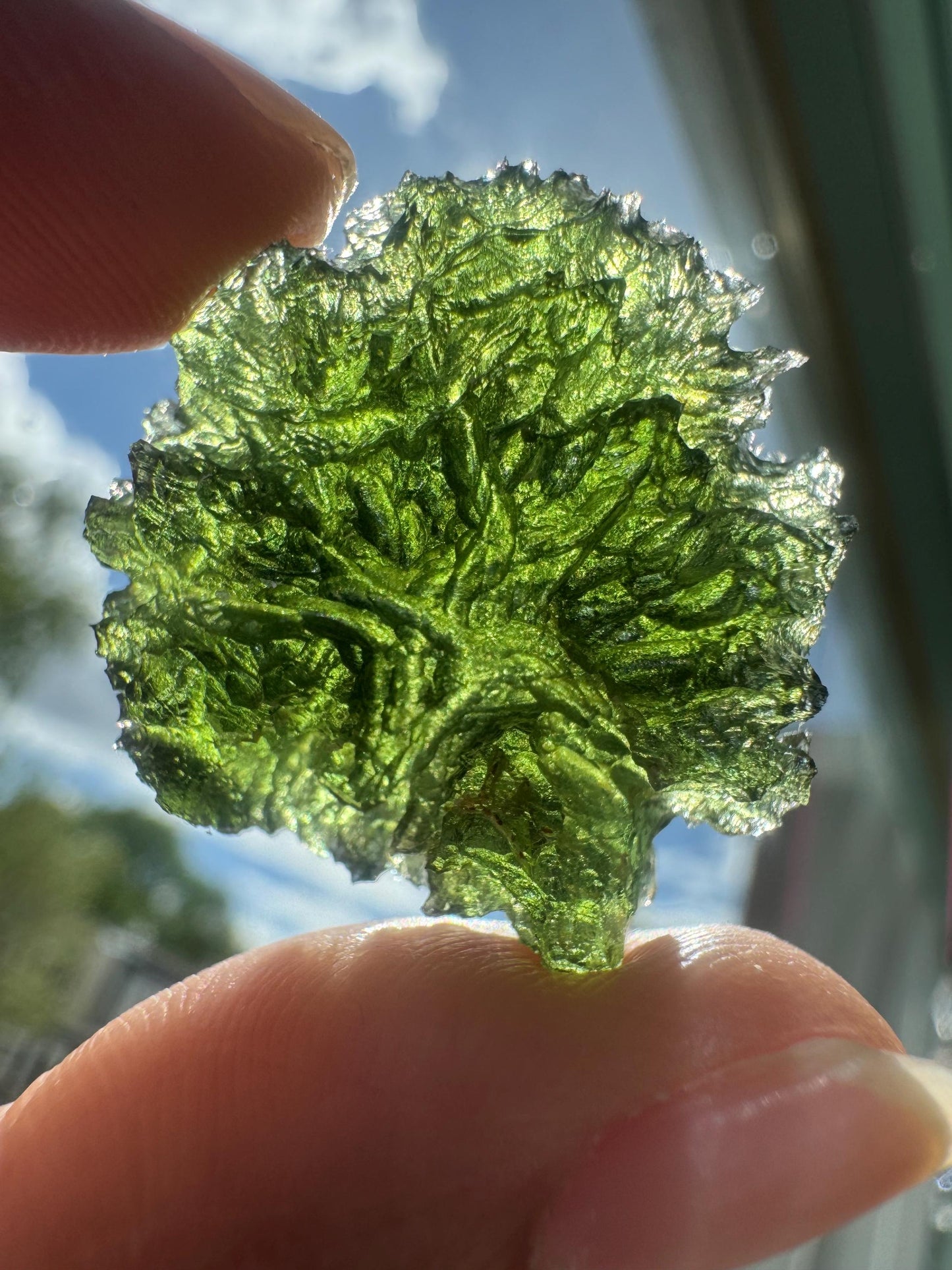 9.82g Authentic Maly Chlum Moldavite: Spiky Green Texture