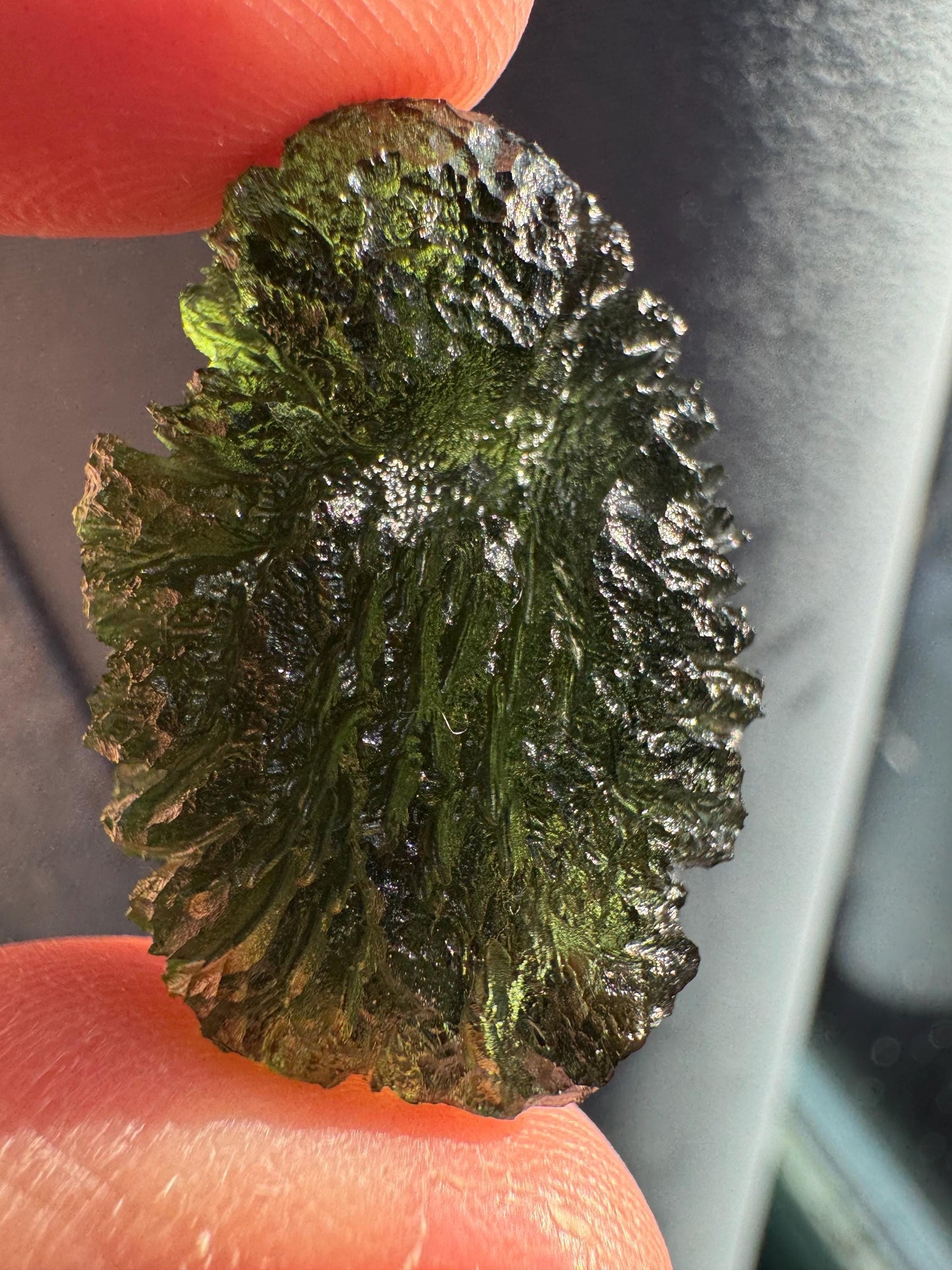 6.25 Koroseky spiky texture Authentic Moldavite Crystal - Czech Republic