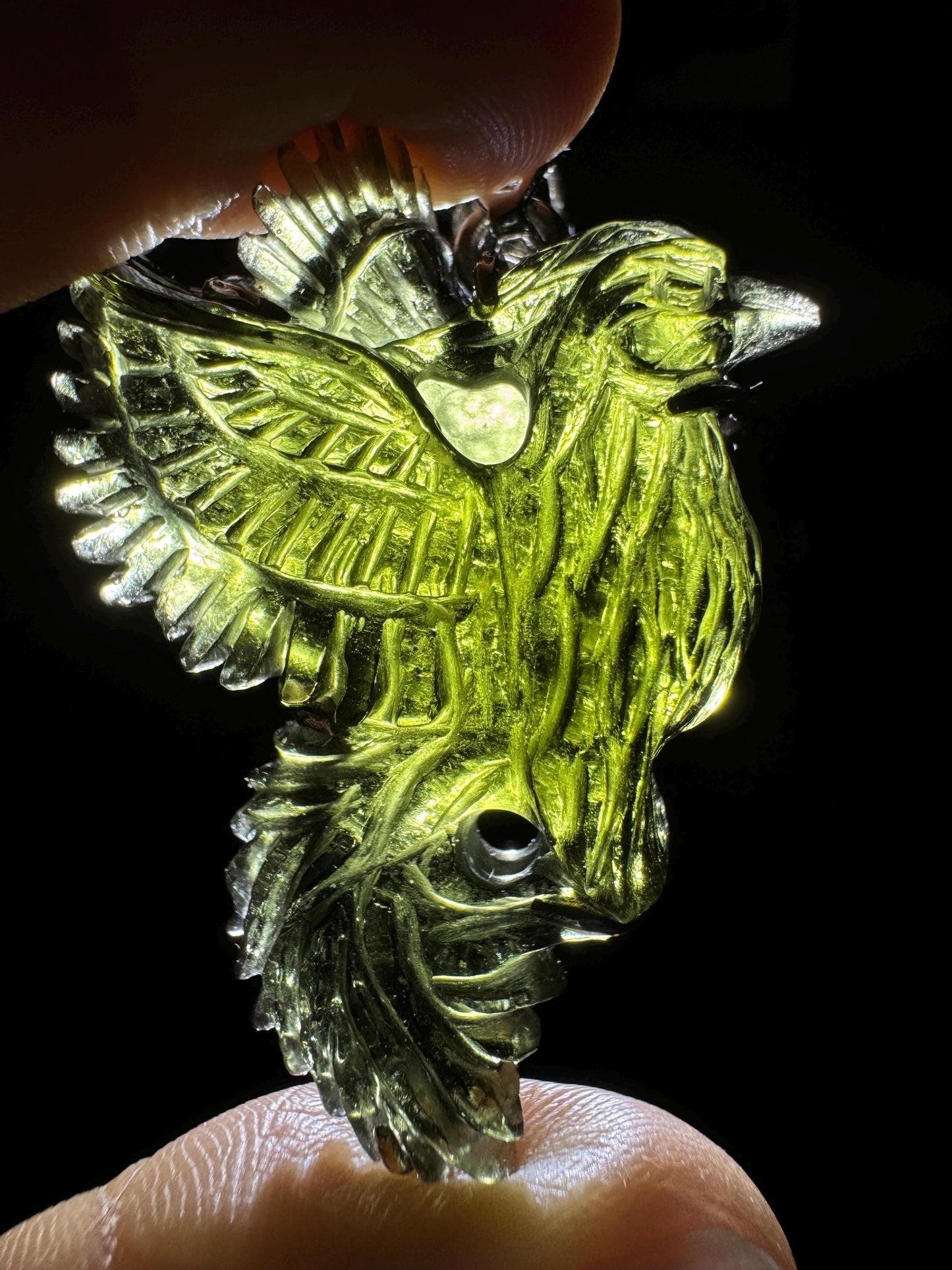 Phoenix moldavit pendants 925 silver