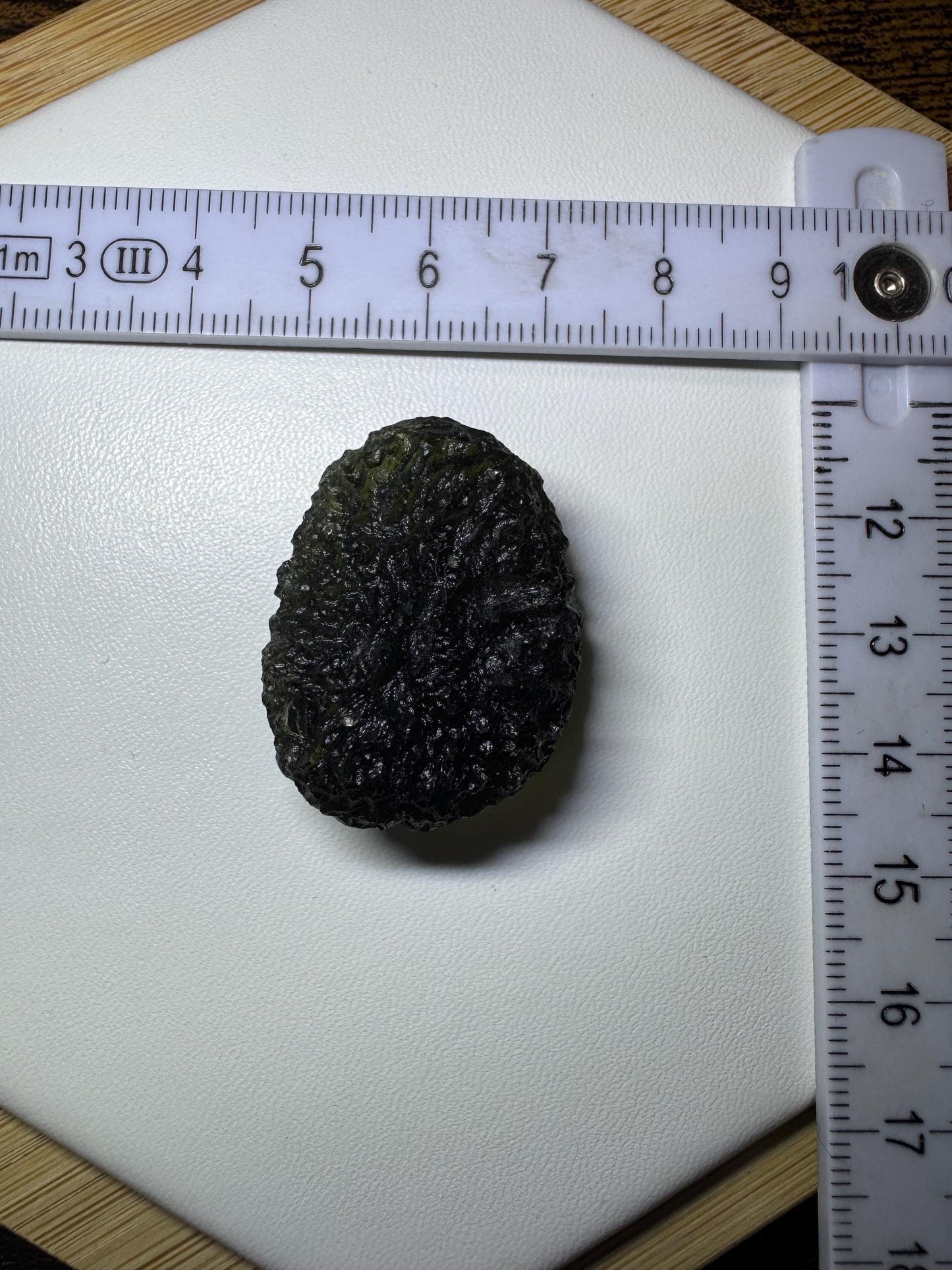 14.04g Chlum moldavite avocado shape green color very nice to add for your collection