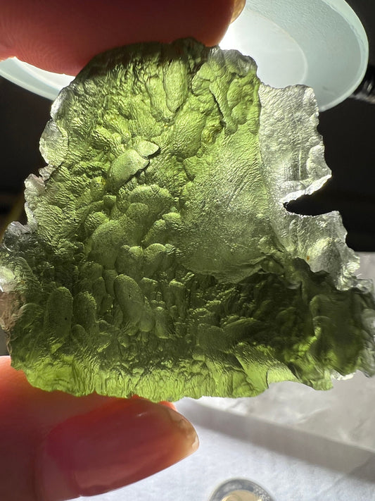 15.2g Authentic moldavite Moldavite Kvitkovic good condition beautiful  green deep texture no damages