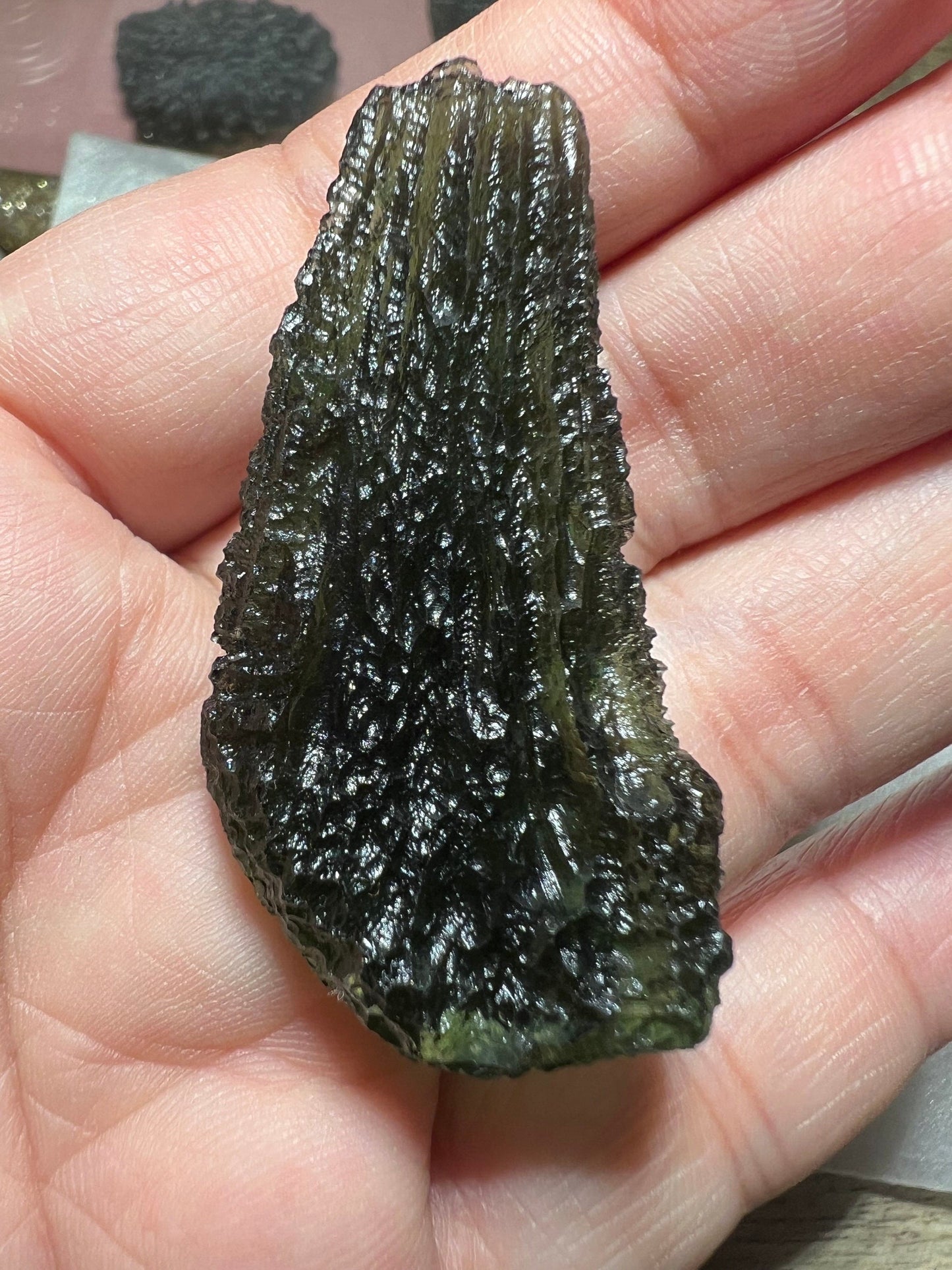 Natural Czech Moldavite from locality Chlum, apple green 11.3 grams no damages