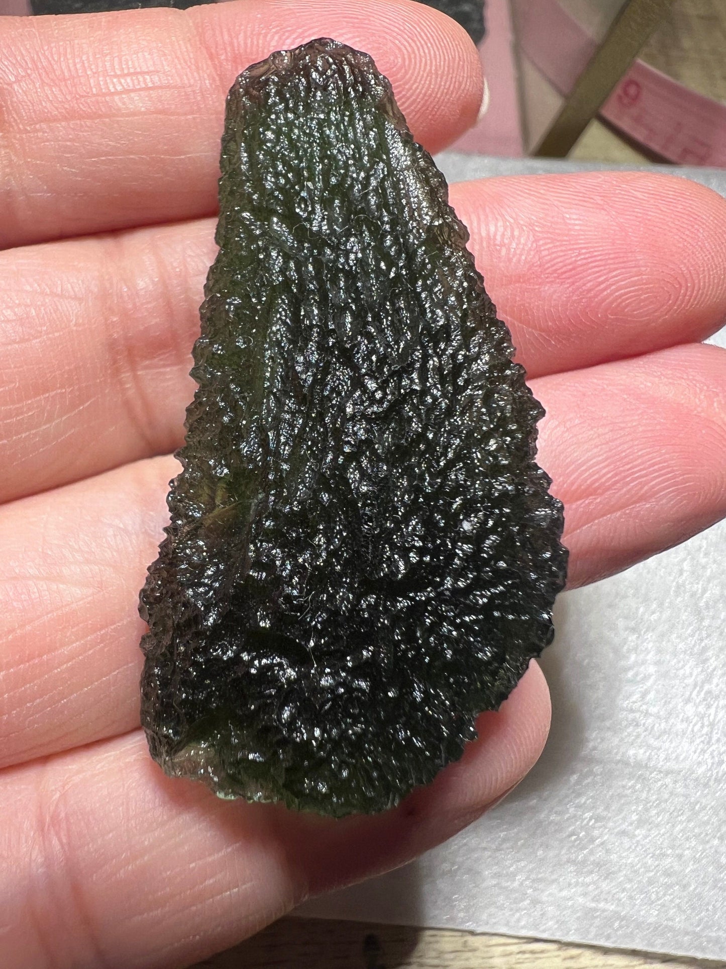 Natural Czech Moldavite from locality Chlum, apple green 11.3 grams no damages