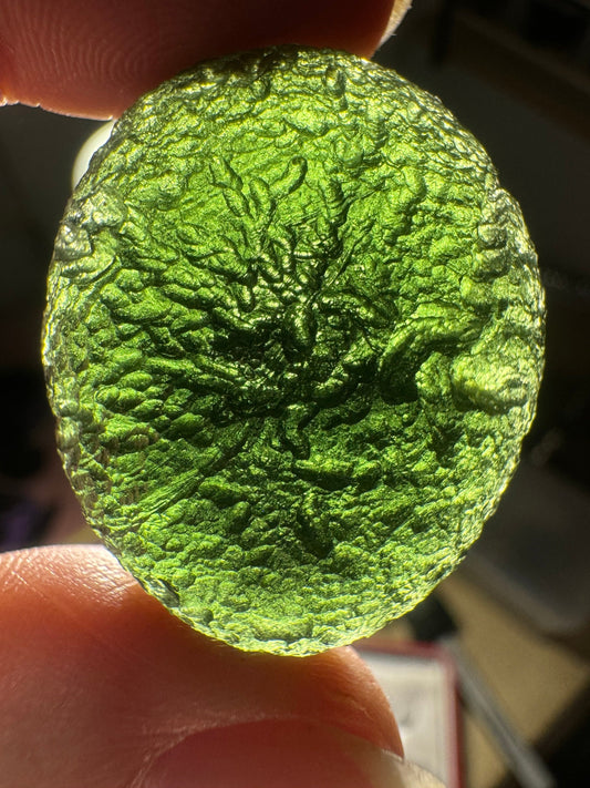 Moldavite Chlum - 16.2grams- oval shape - green perfect condition. Investment piece.poison green