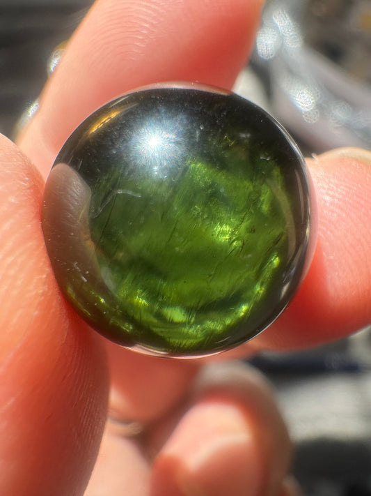 Authentic Moldavite sphere lovely green rare color, rare size 15.1 mm for collection 4.36 grams or 21.8 carats