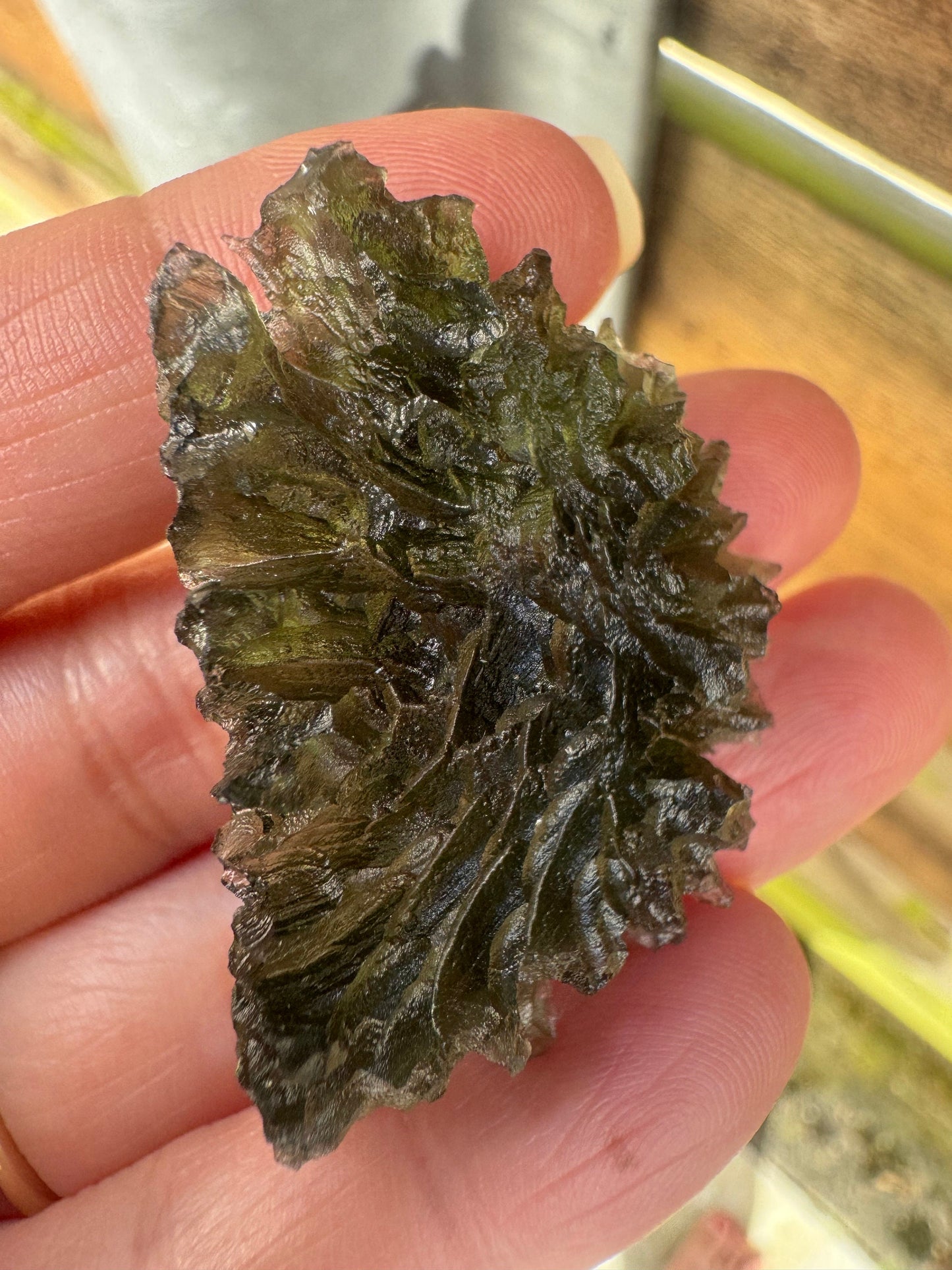 10.53g  Moldavite Besednice Jezkovna very rare perfect condition, headhoge museum grade AAA