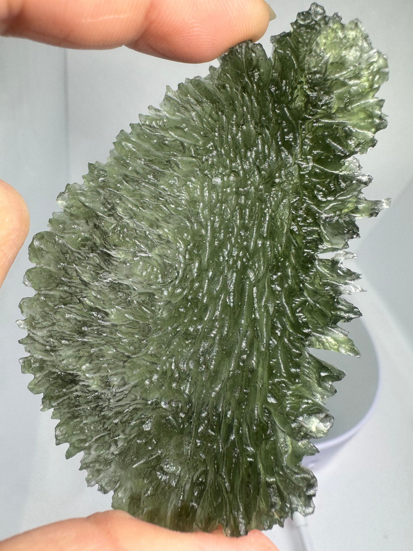 Moldavite Besednice Jezkovna - 23.22g- hedgehog museum grade - light green   angel chime rare 1% moldavite