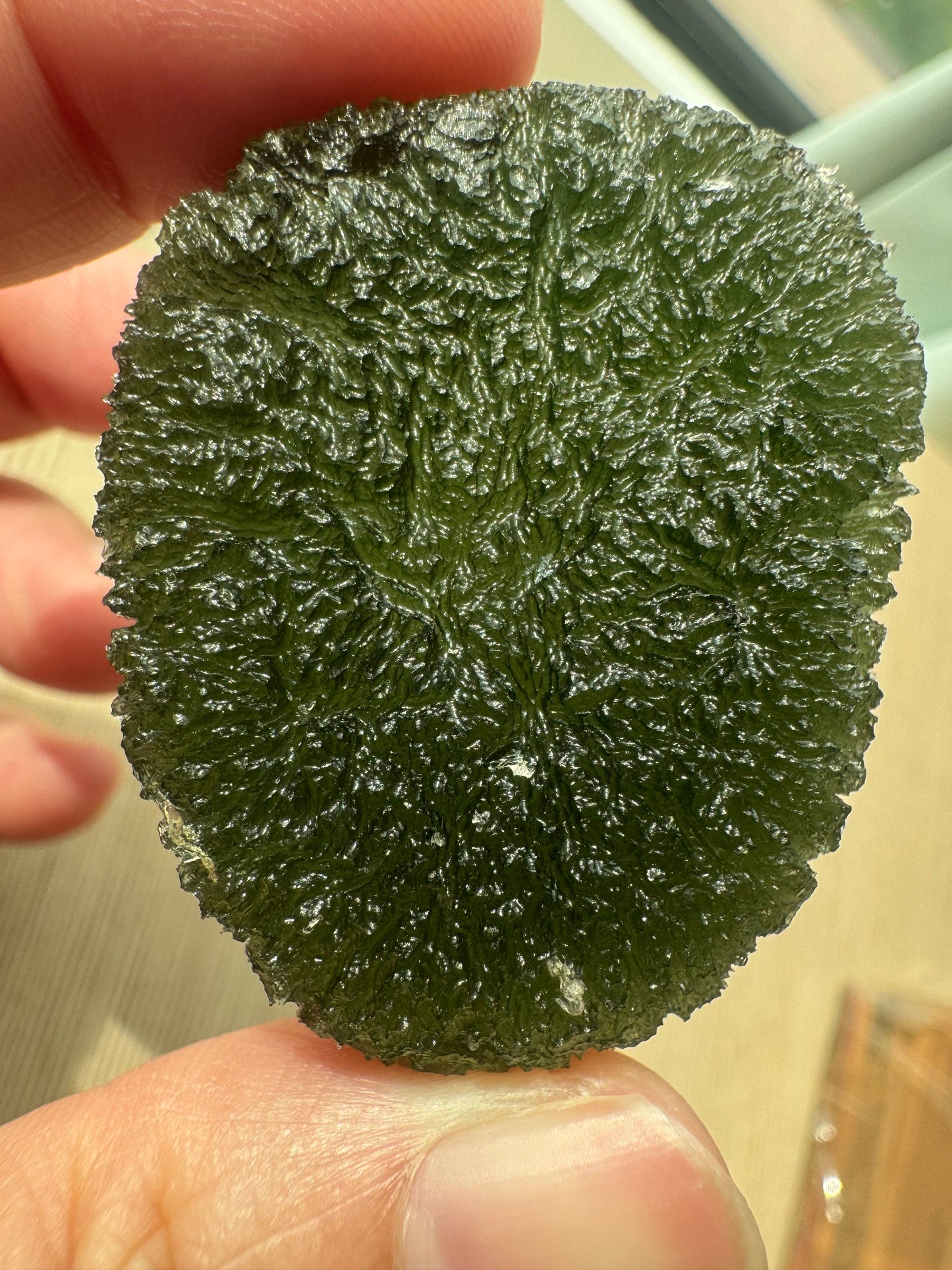 27.1g Moldavite Marouskovo Pole no damages, AAA quality, beautiful green. Collector quality