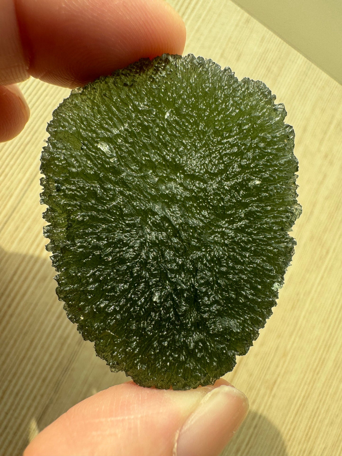 27.1g Moldavite Marouskovo Pole no damages, AAA quality, beautiful green. Collector quality