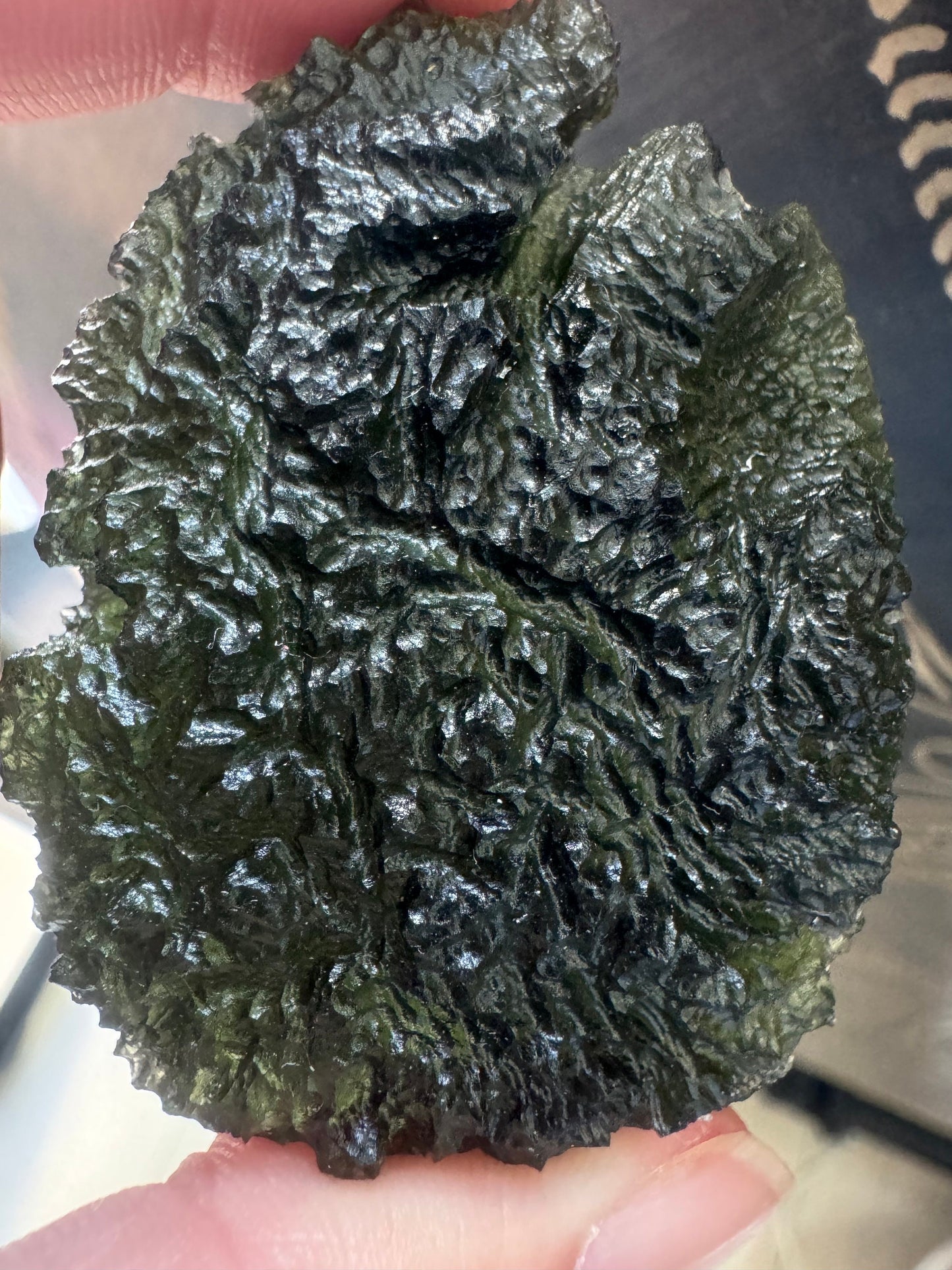 extra large moldavite Chlum beautiful green color 39.45 grams AAA condition.