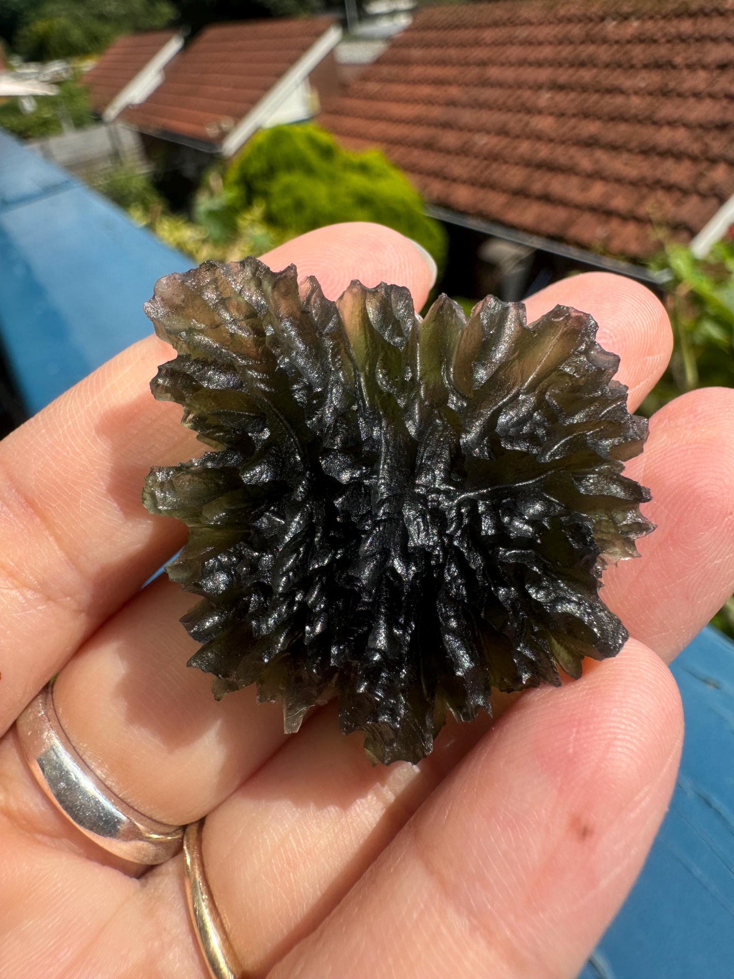 13.78g  Moldavite Besednice Jezkovna very rare perfect condition, headhoge museum grade AAA self standing