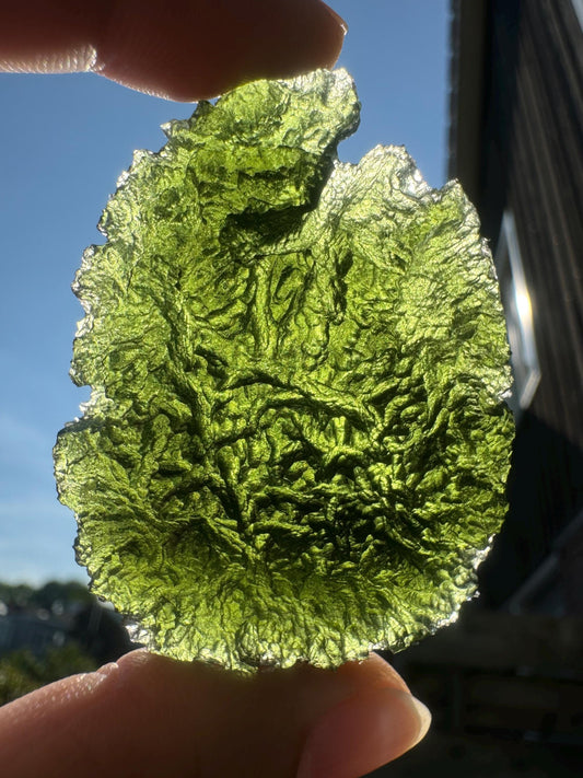 extra large moldavite Chlum beautiful green color 39.45 grams AAA condition.