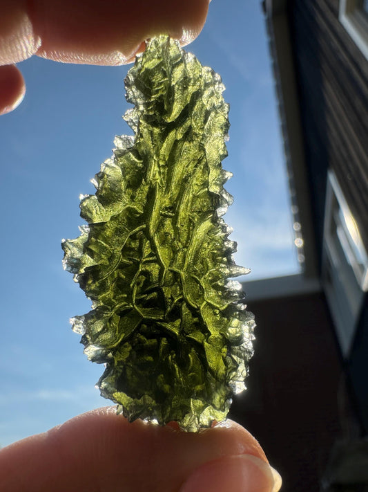 14.68g  Moldavite Besednice Jezkovna very rare perfect condition, headhoge museum grade AAA, angel chime