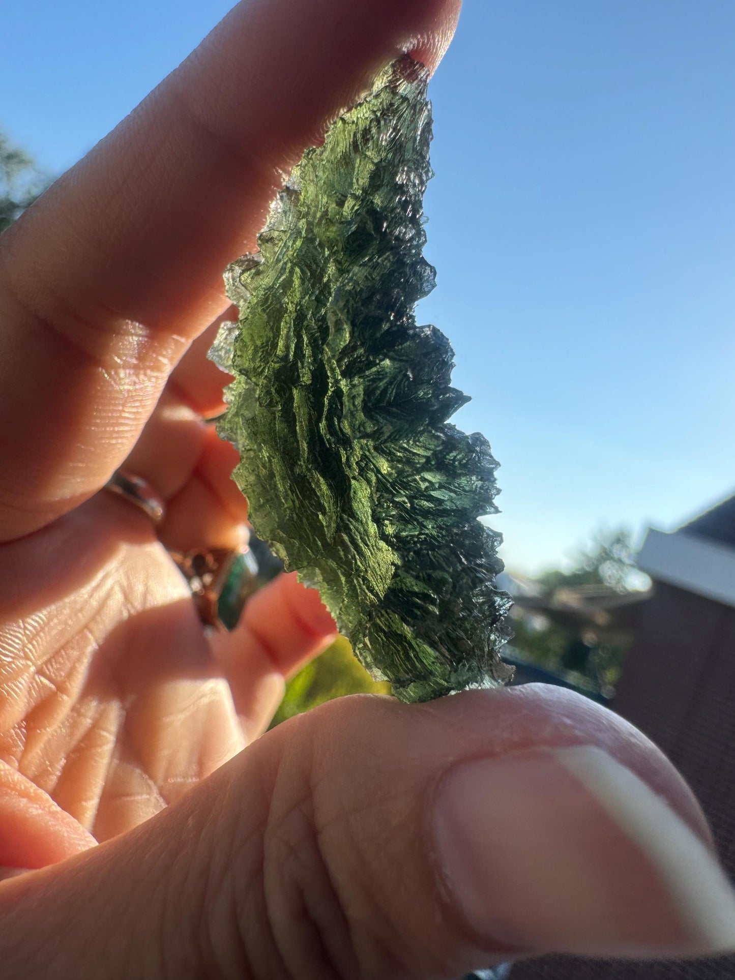 12.32g  Moldavite Besednice Jezkovna very rare perfect condition, headhoge museum grade AAA, curving drop