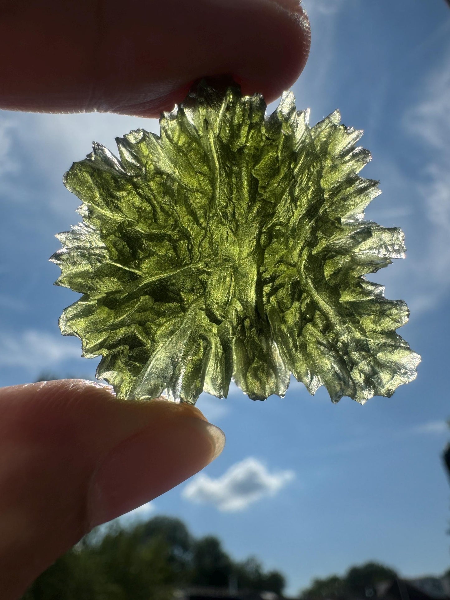 13.78g  Moldavite Besednice Jezkovna very rare perfect condition, headhoge museum grade AAA self standing