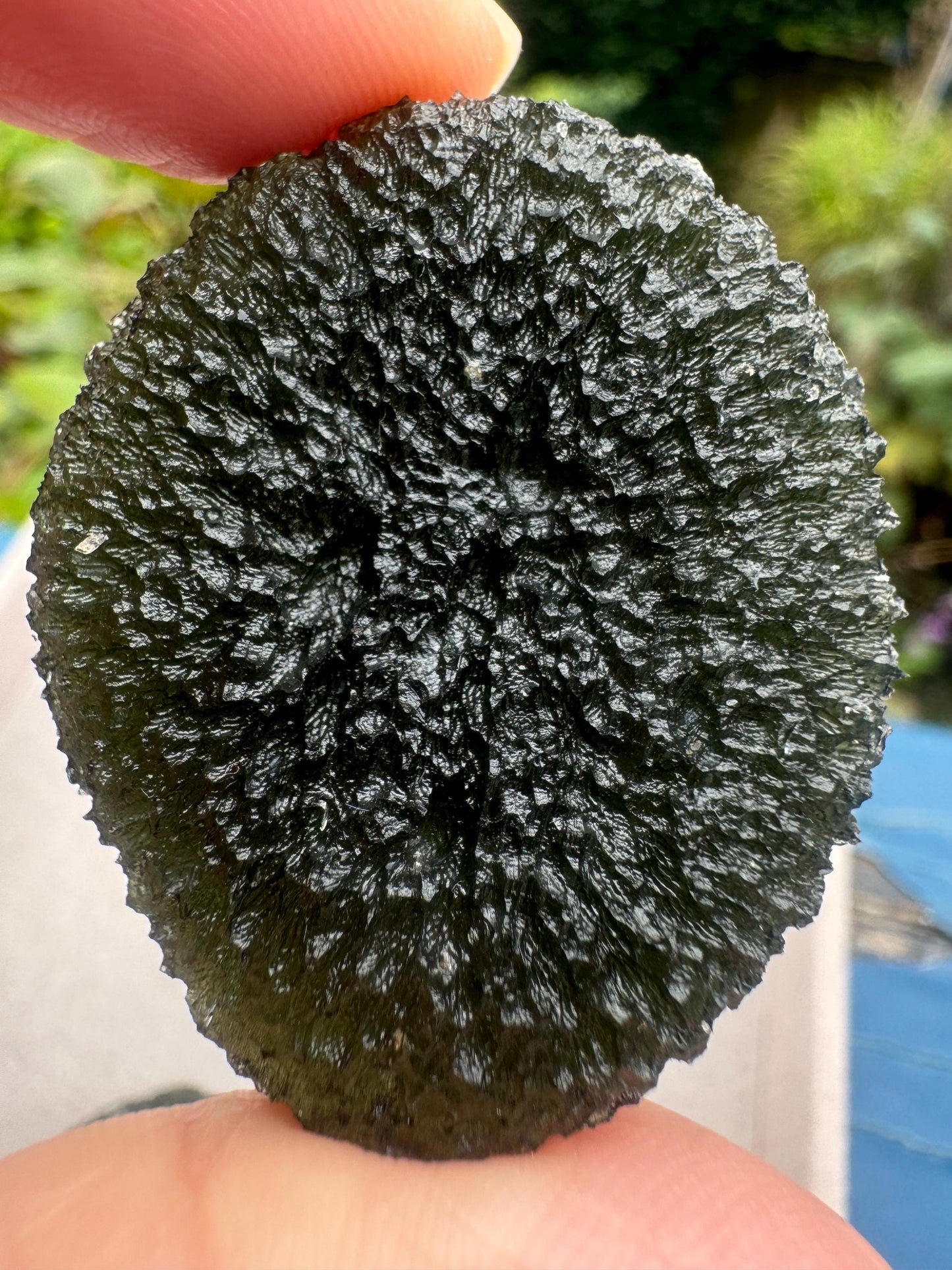 Moldavite Velky Chlum perfect condition beautiful texture self standing