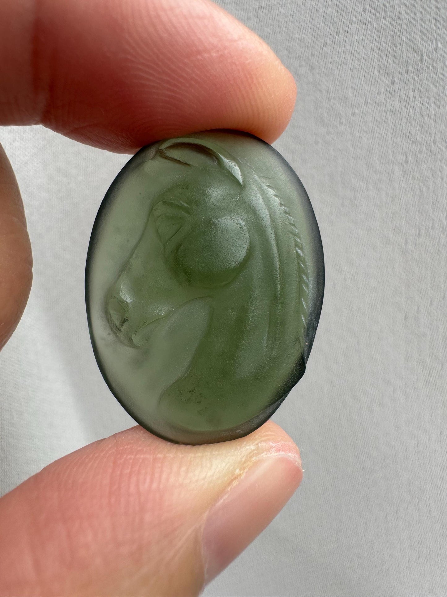 moldavite horse carving 4g
