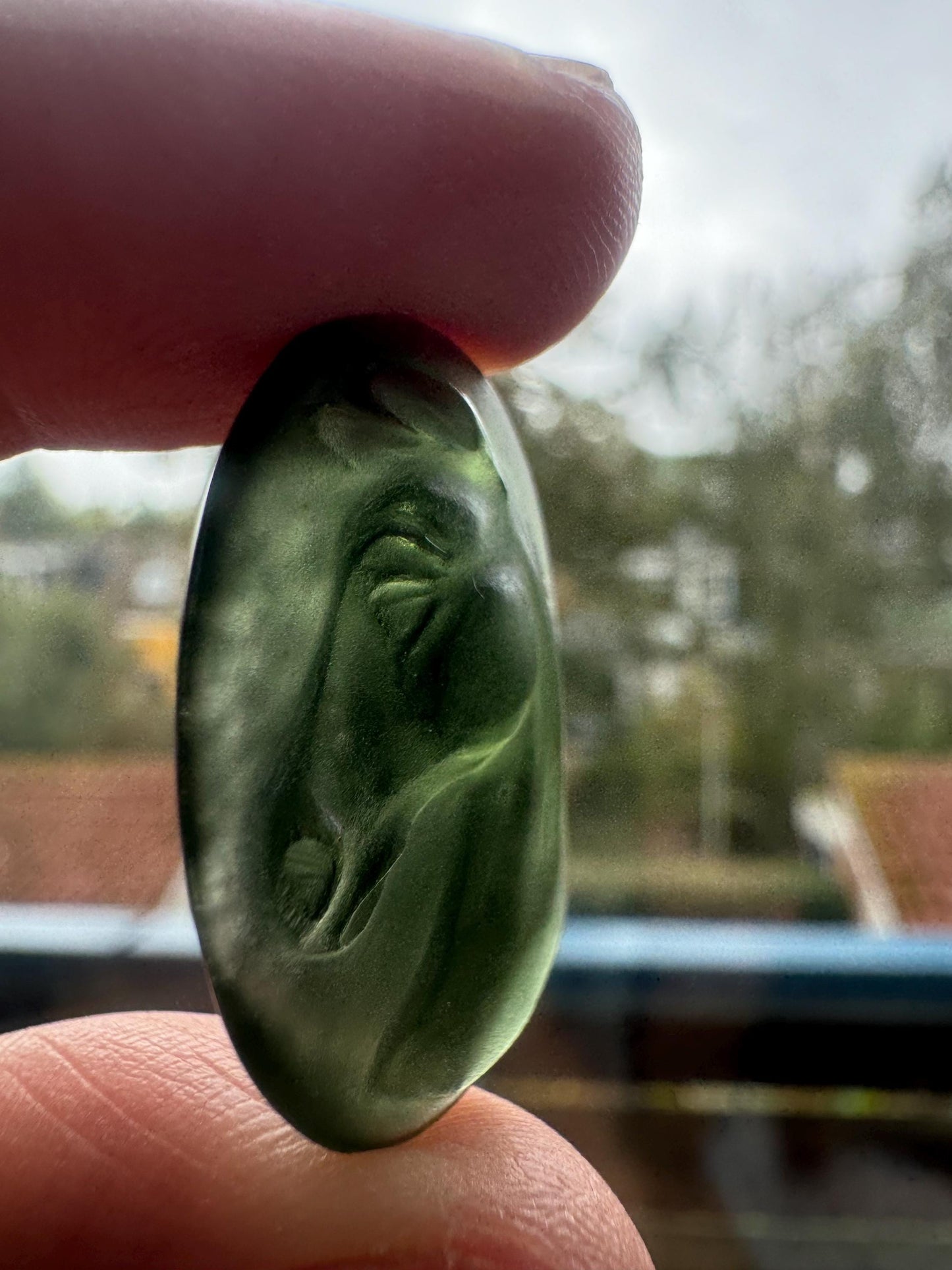 moldavite horse carving 4g