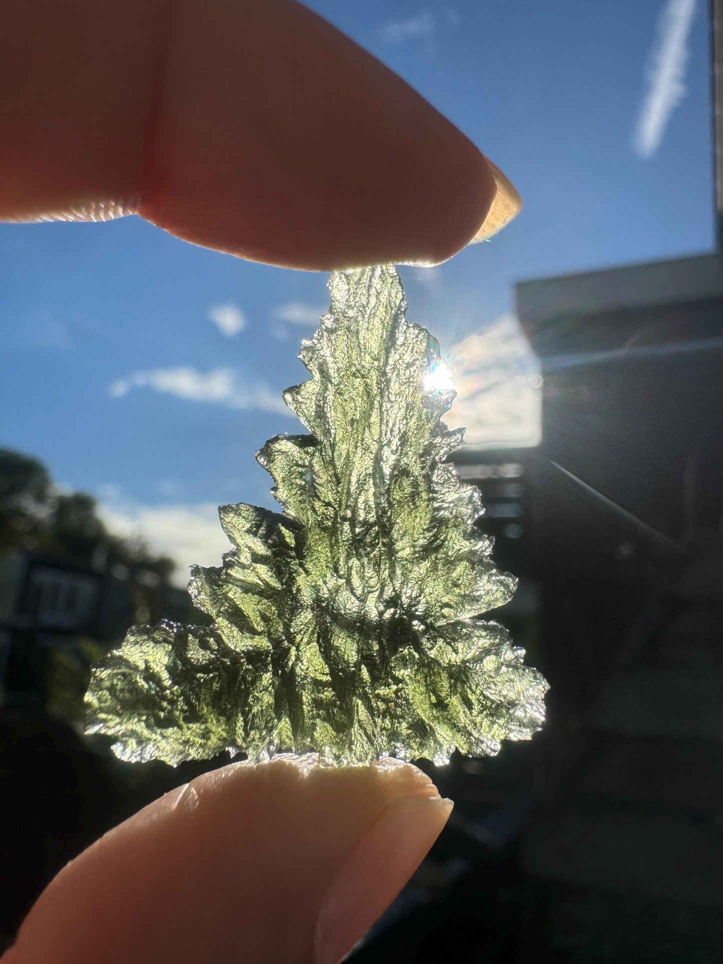 Besednice Jezkovna Moldavite: Hedgehog Texture, Lechatelierite Needle (4.71g)