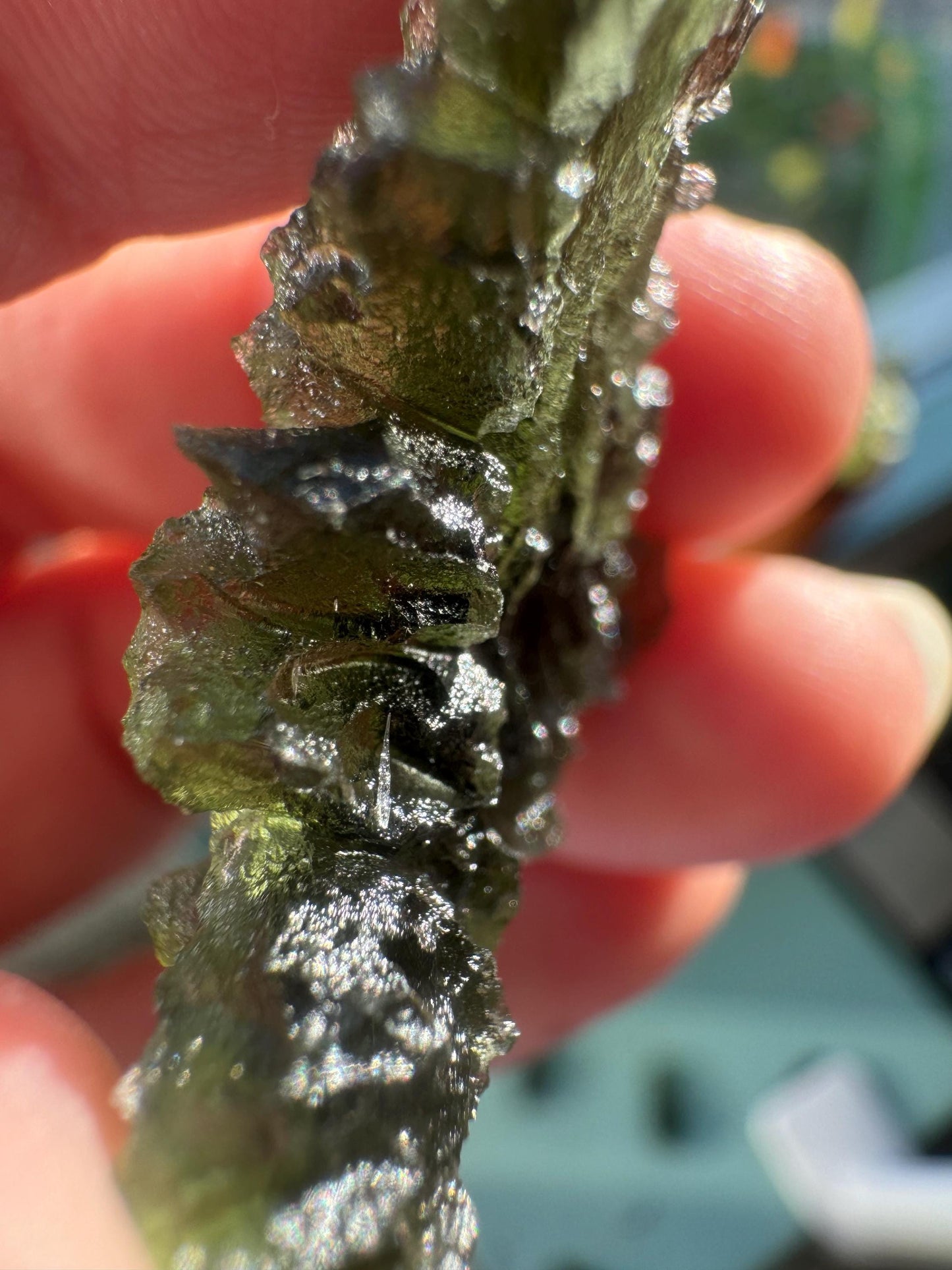 Besednice Jezkovna Moldavite: Hedgehog Texture, Lechatelierite Needle (4.71g)