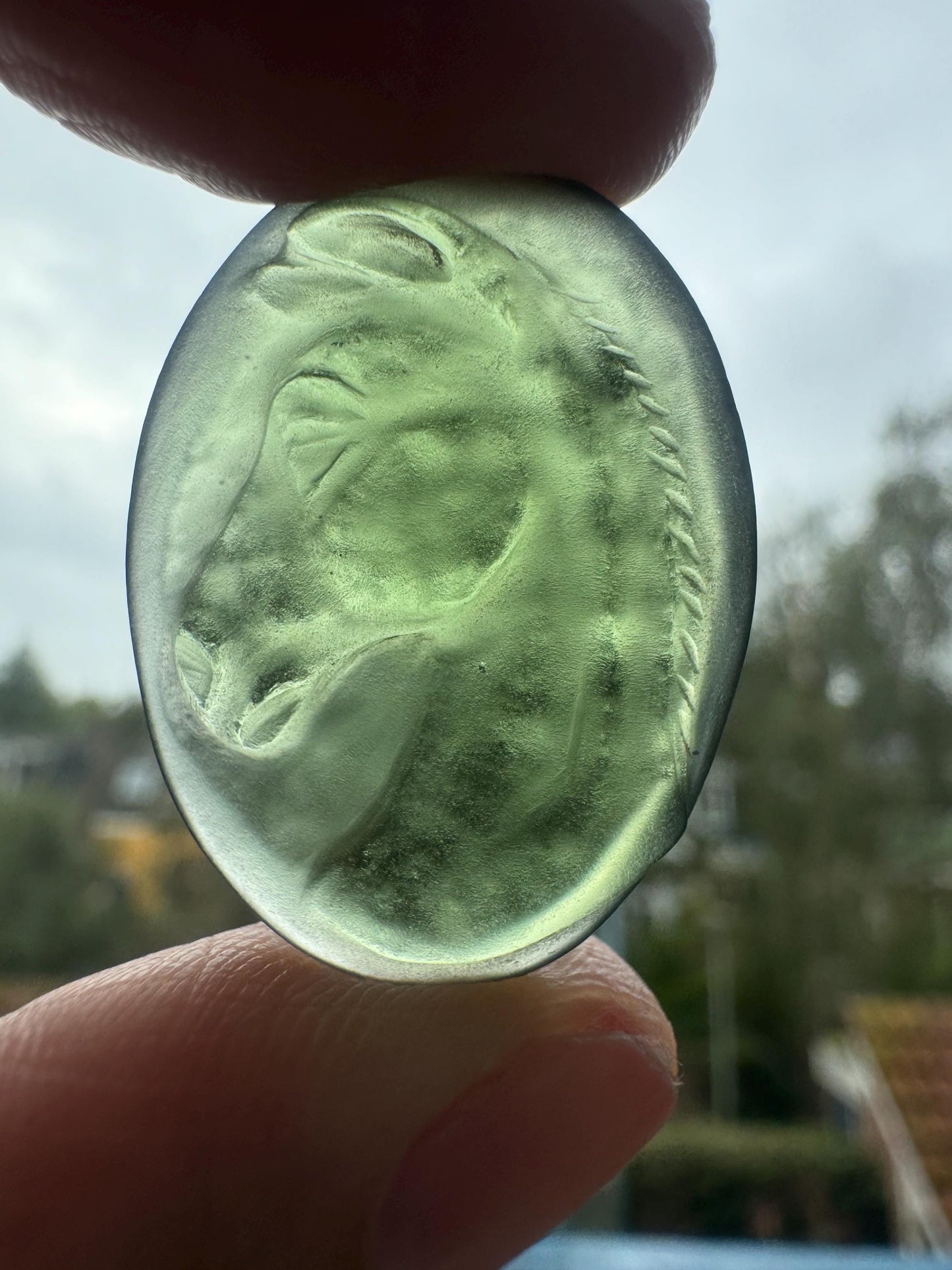 moldavite horse carving 4g
