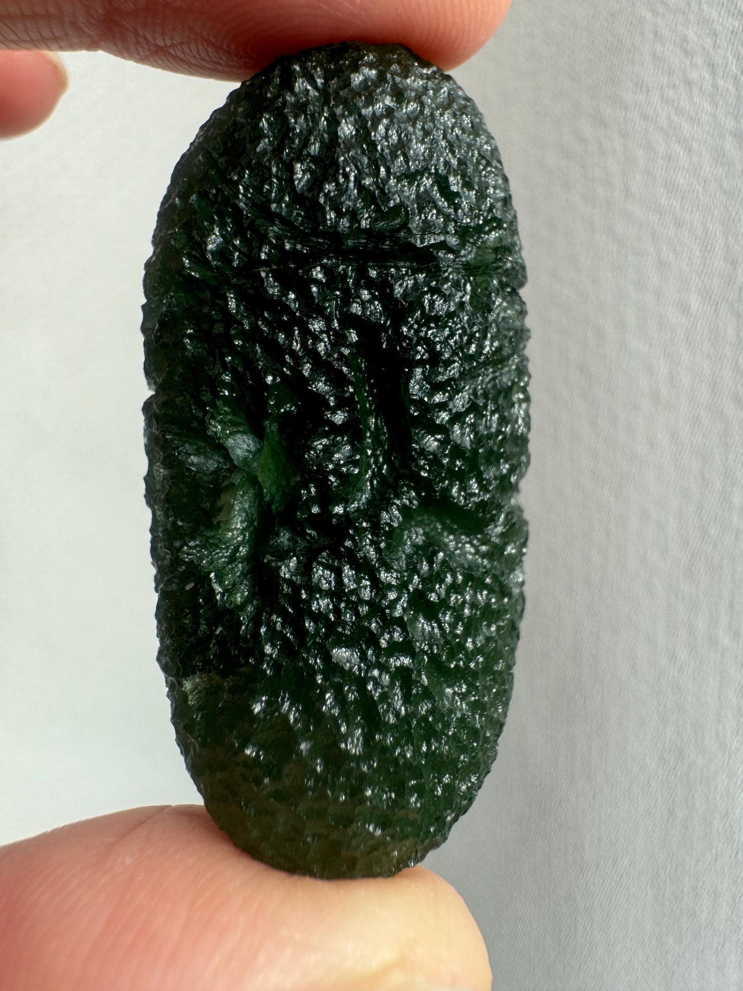 Moldavite from Chlum pickle shape  20.12 rare - poison green blue hue AAA class