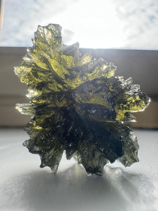 12.06g  Moldavite Besednice Jezkovna very rare and compact piece self standing