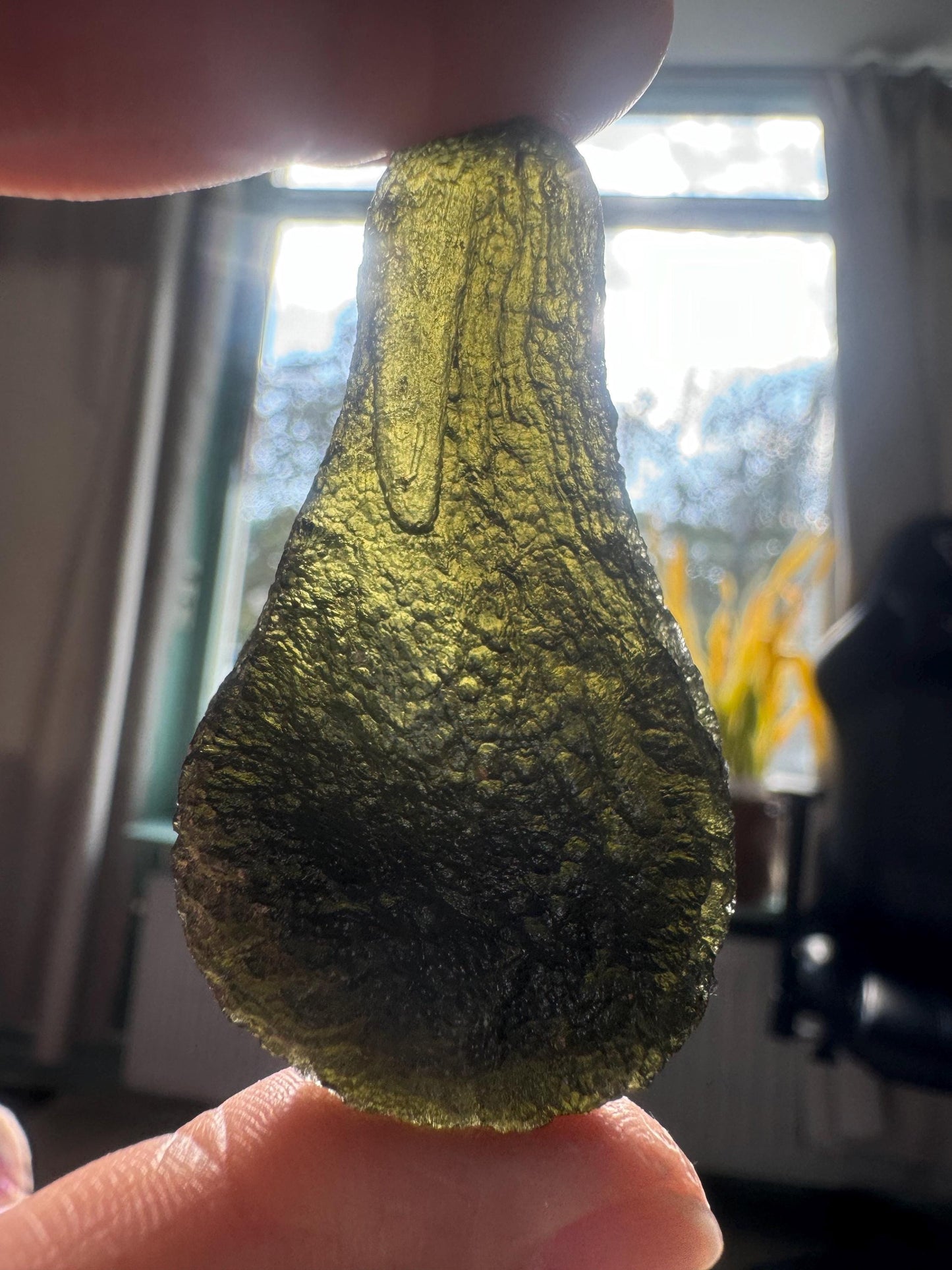 Dobrkovska Lhotka Moldavite: Spoon Shape, 22.43g
