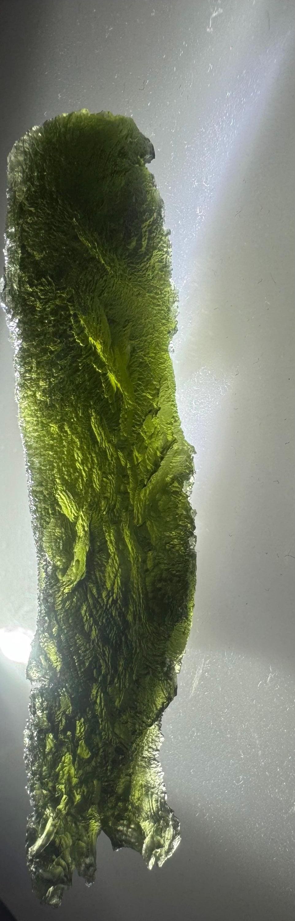 Kvitkovice Moldavite Wand: Rare ,Long 9.05cm , nice Texture, 39.61g