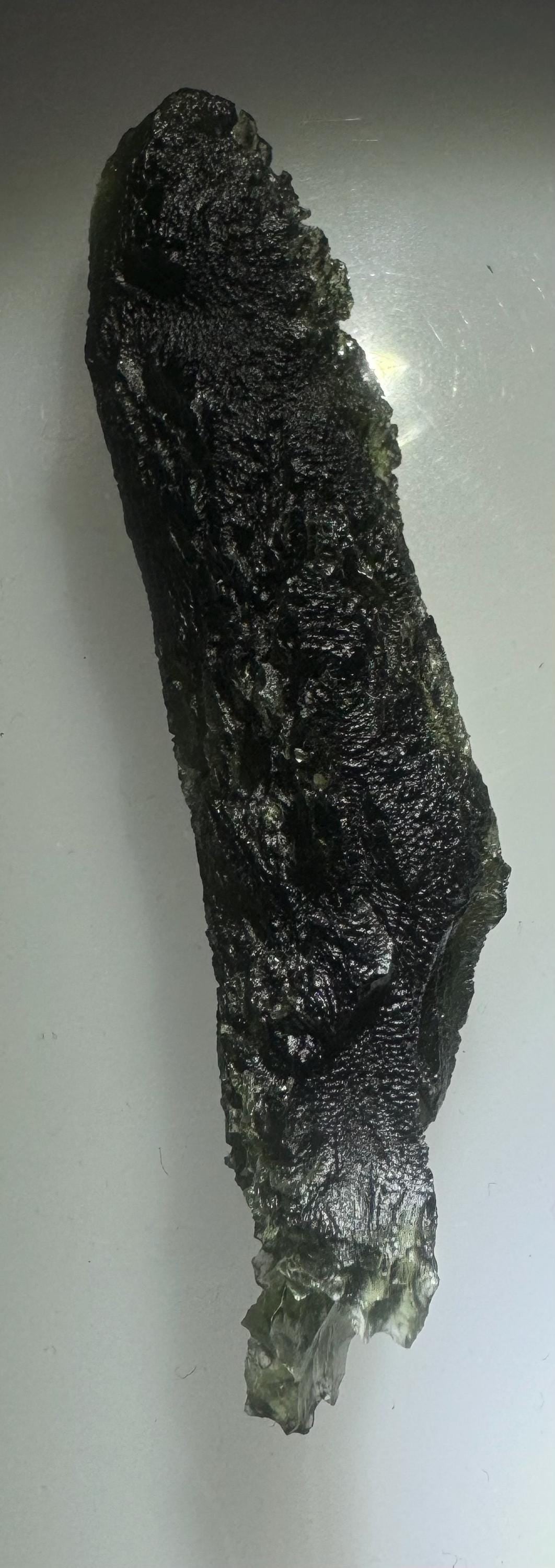 Kvitkovice Moldavite Wand: Rare ,Long 9.05cm , nice Texture, 39.61g