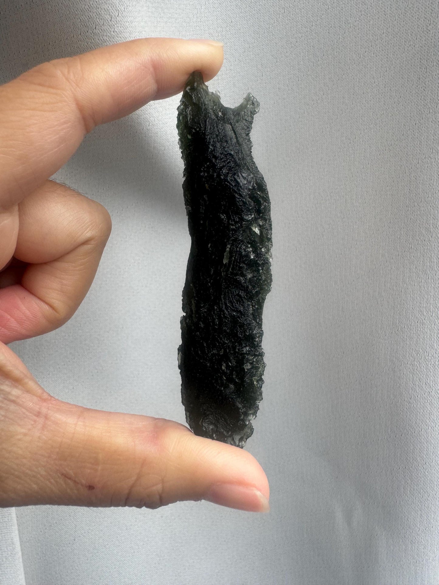 Kvitkovice Moldavite Wand: Rare ,Long 9.05cm , nice Texture, 39.61g