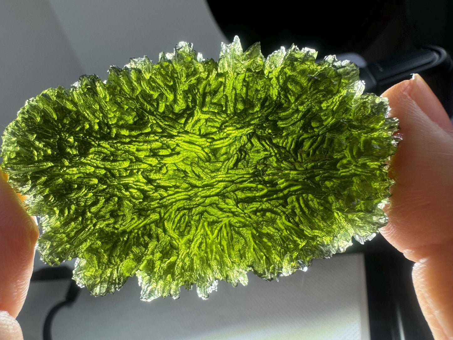 Authentic moldavite Paryz 45.68g museum grade no damages. Rare size