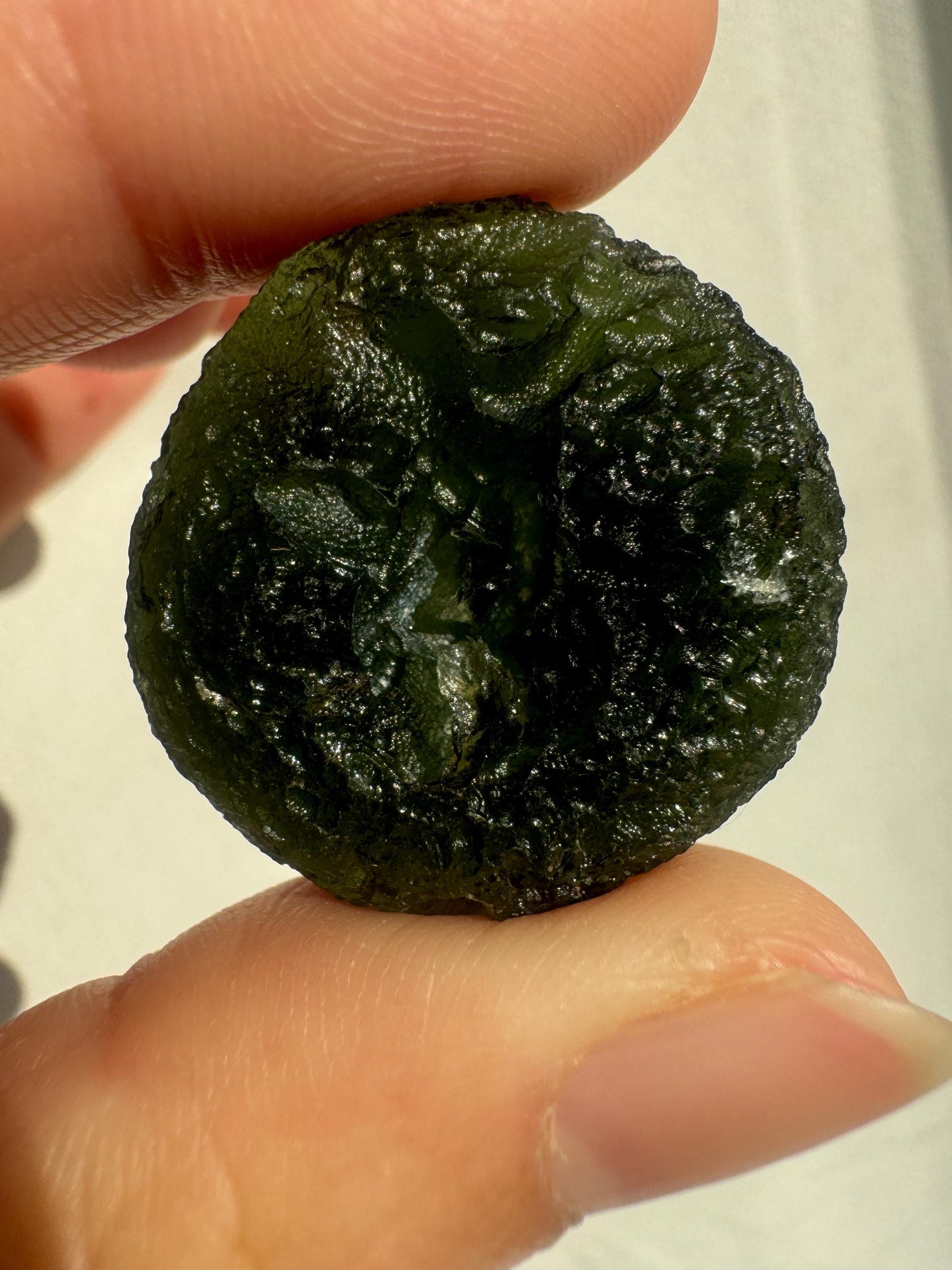 Authentic Moldavite disc Chlum location 12.87g