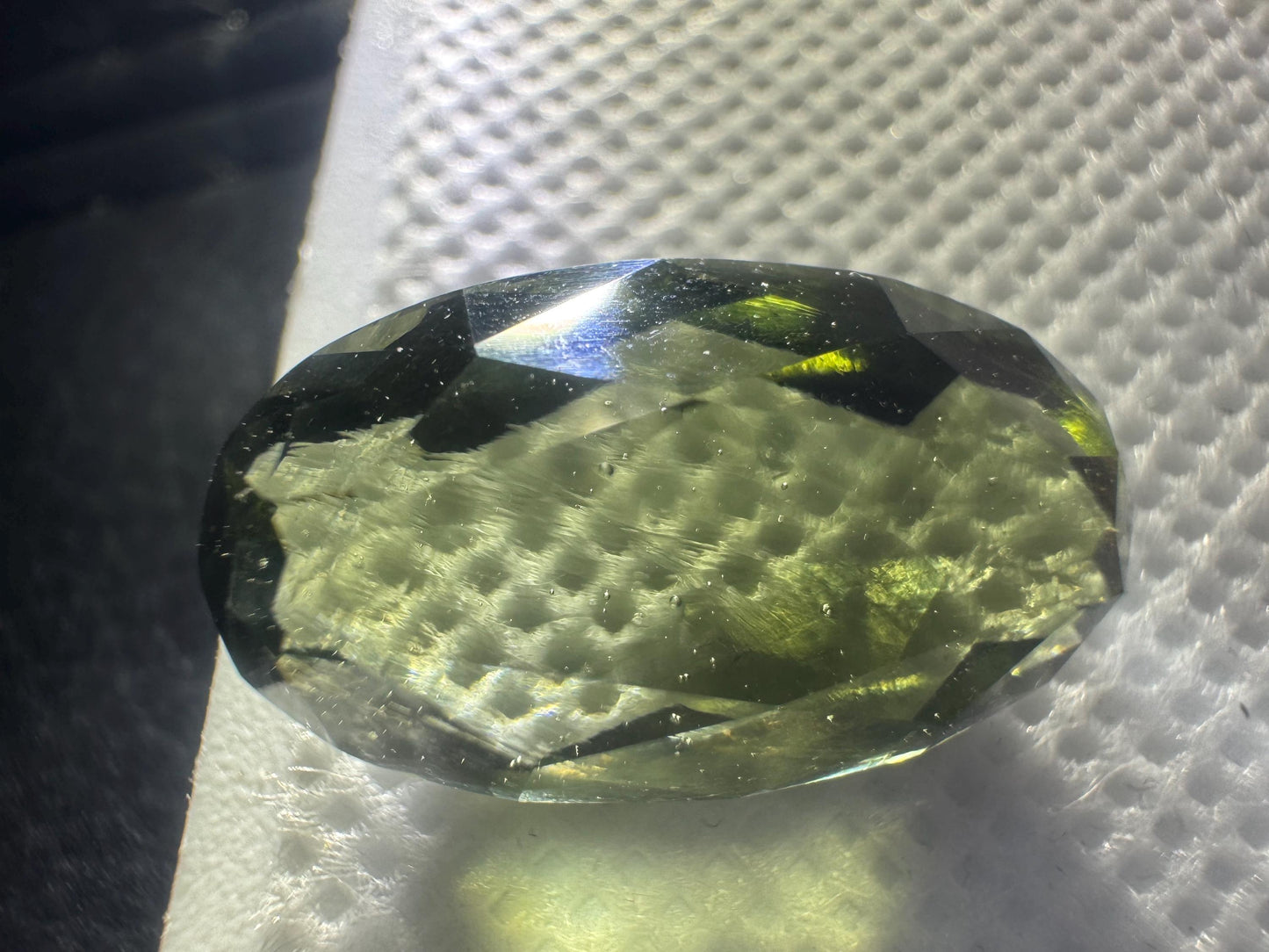 Authentic Faceted Moldavite Gemstone: Light Green Crystal, 12.6 Carats
