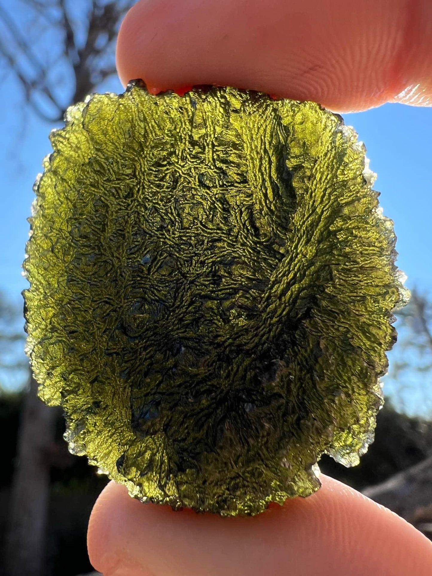 35g Large Moldavite from Chlum nice texture shape bottom drop